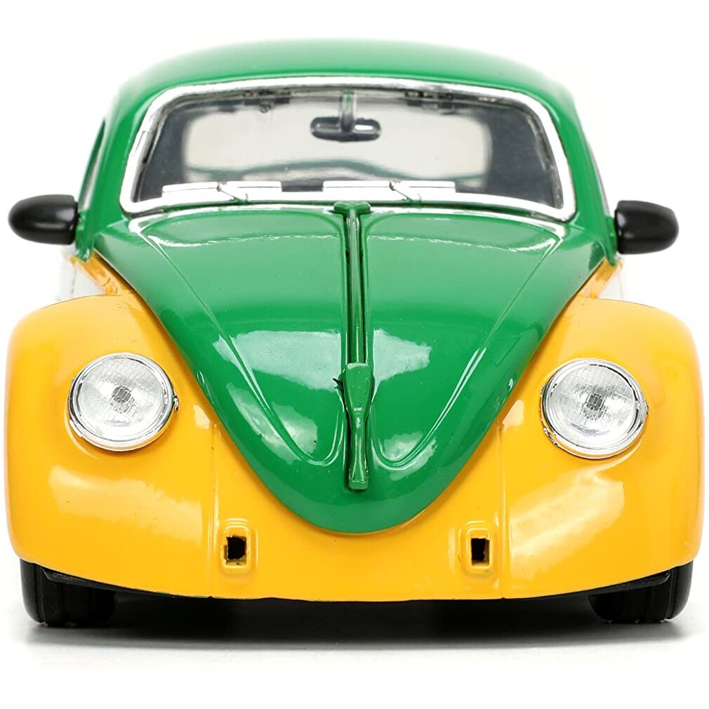 1959 Volkswagen Drag Beetle Green and Yellow and Michelangelo Diecast Figure &quotTeenage Mutant Ninja Turtles" &quotHollywood Rides" Series 1/24 Diecast Model Car by Jada