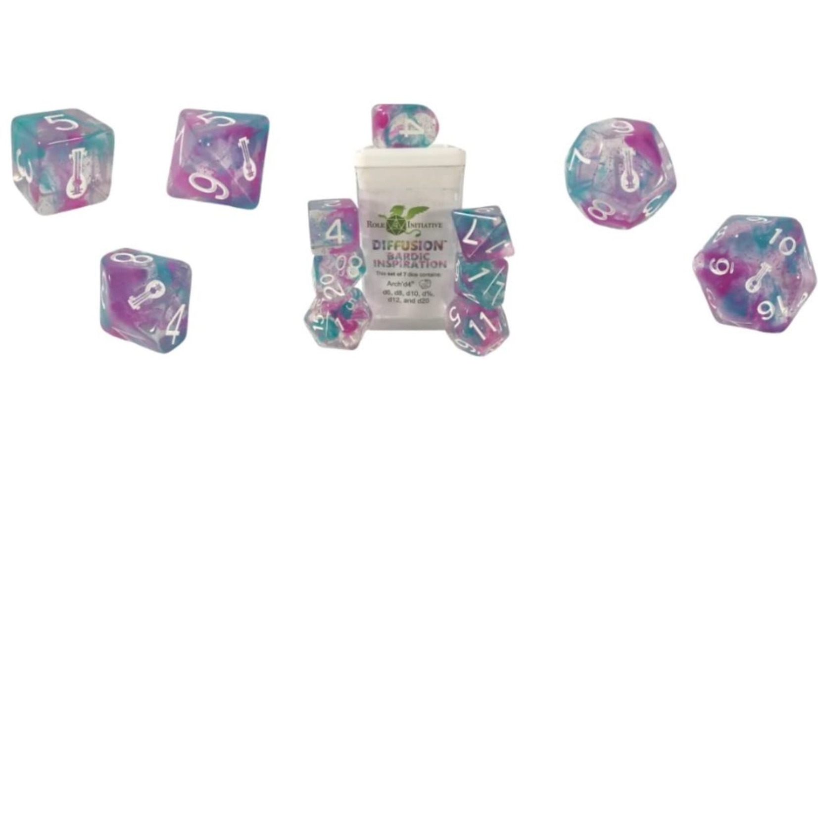 Role 4 Initiative Diffusion Poly Set - Bardic Insperation w/Class Symbols (7)