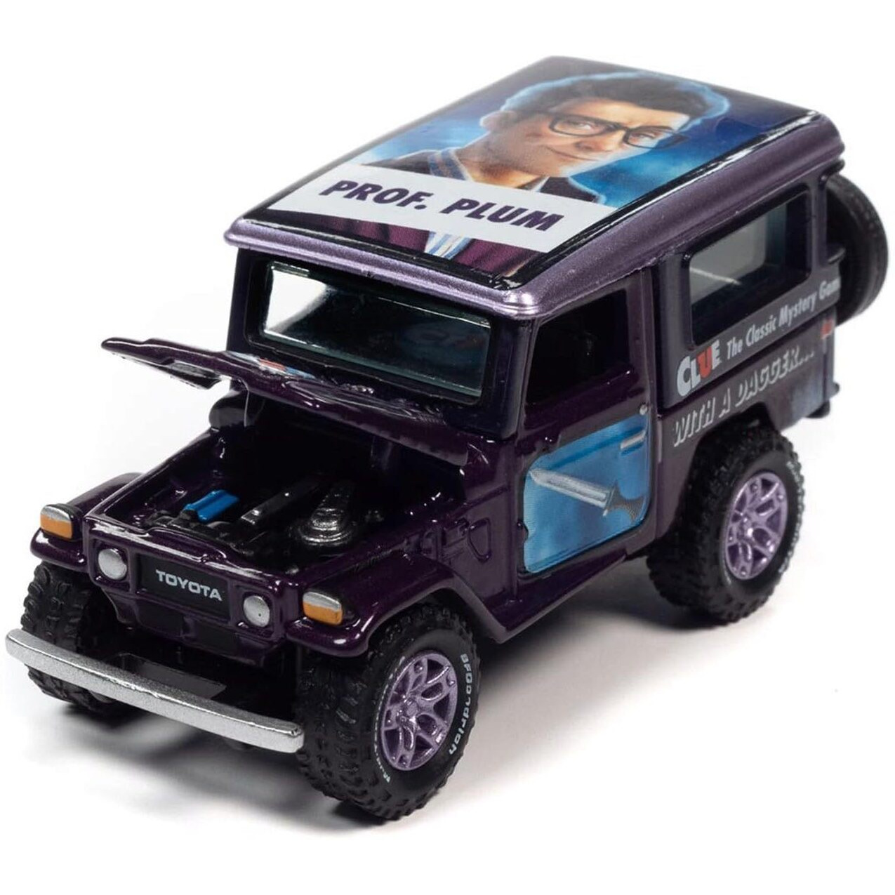 1980 Toyota Land Cruiser Purple Metallic &quotModern Clue Professor Plum" with Poker Chip Collector's Token &quotPop Culture" 2022 Release 3 1/64 Diecast Model Car by Johnny Lightning