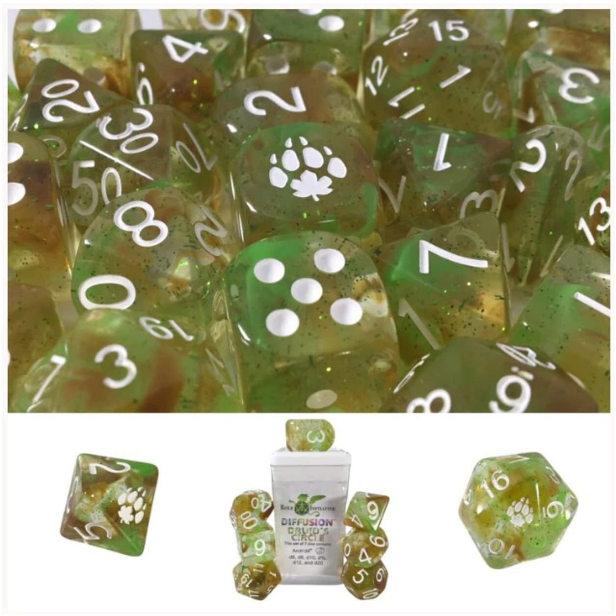 Role 4 Initiative Diffusion Poly Set - Druid's Circle w/Class Symbol (15)