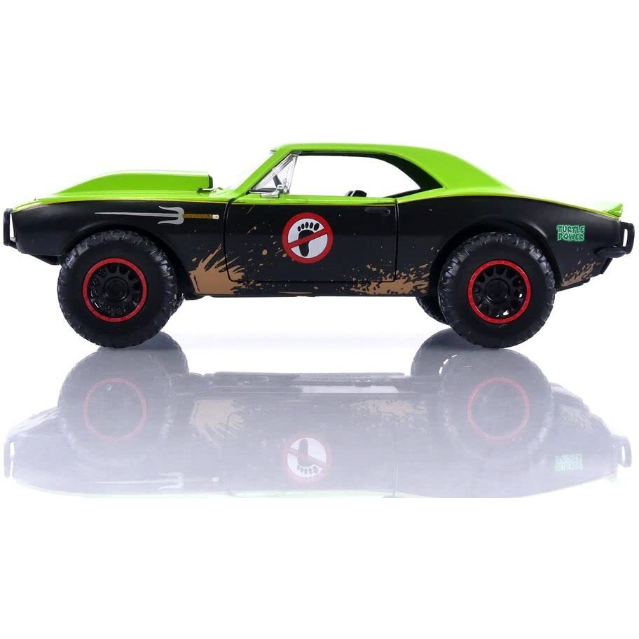 1967 Chevrolet Camaro Offroad Bright Green and Matt Black (Dirty Version) and Raphael Diecast Figure &quotTeenage Mutant Ninja Turtles" &quotHollywood Rides" Series 1/24 Diecast Model Car by Jada