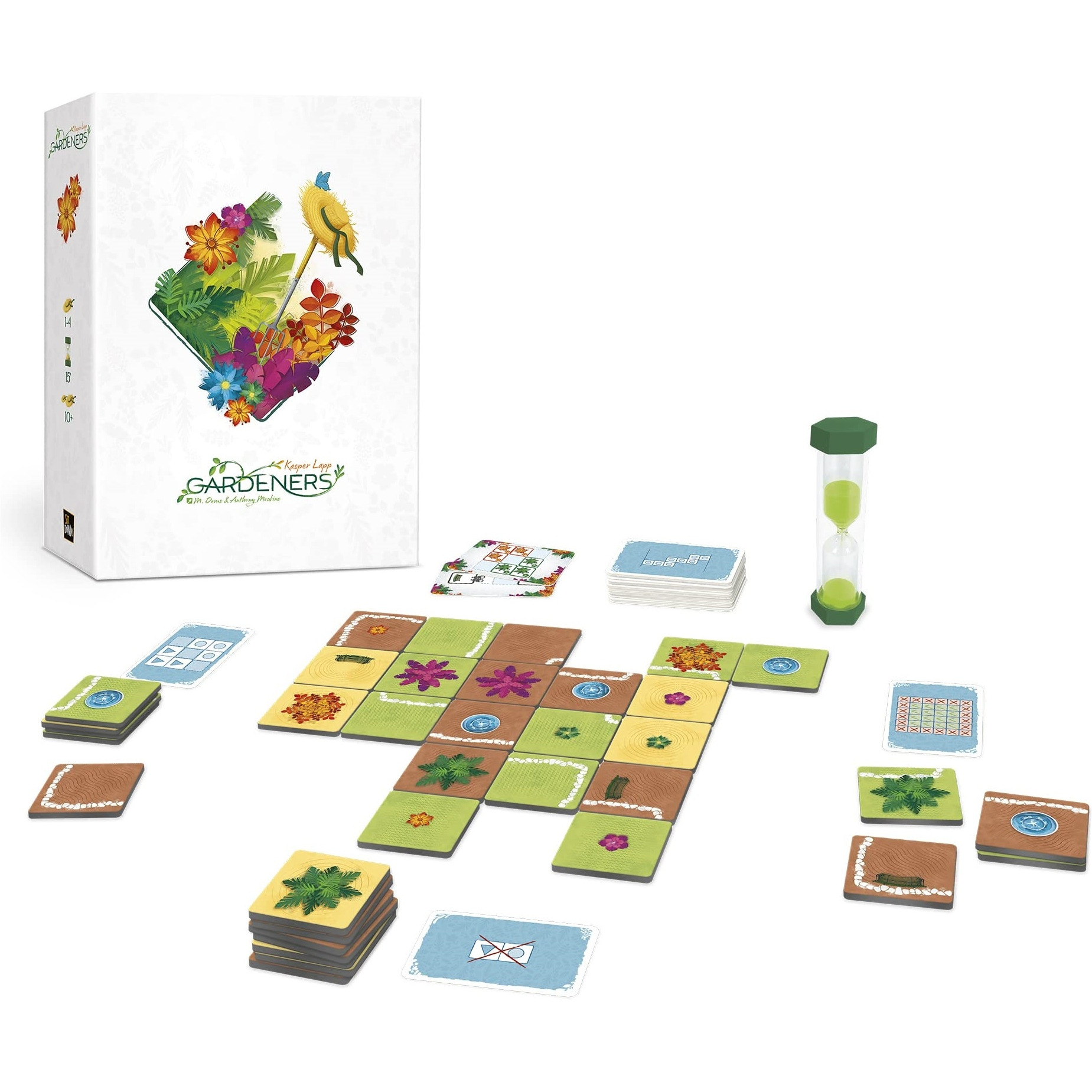 Sit Down Gardeners - Sit Down Tile-Placement Game, Arrange As Many Gardens As Possible, Simultaneous Cooperative Game, Play Solo Mode Or with Up to 4 Players, 15 Minute Play Time, for Ages 10+