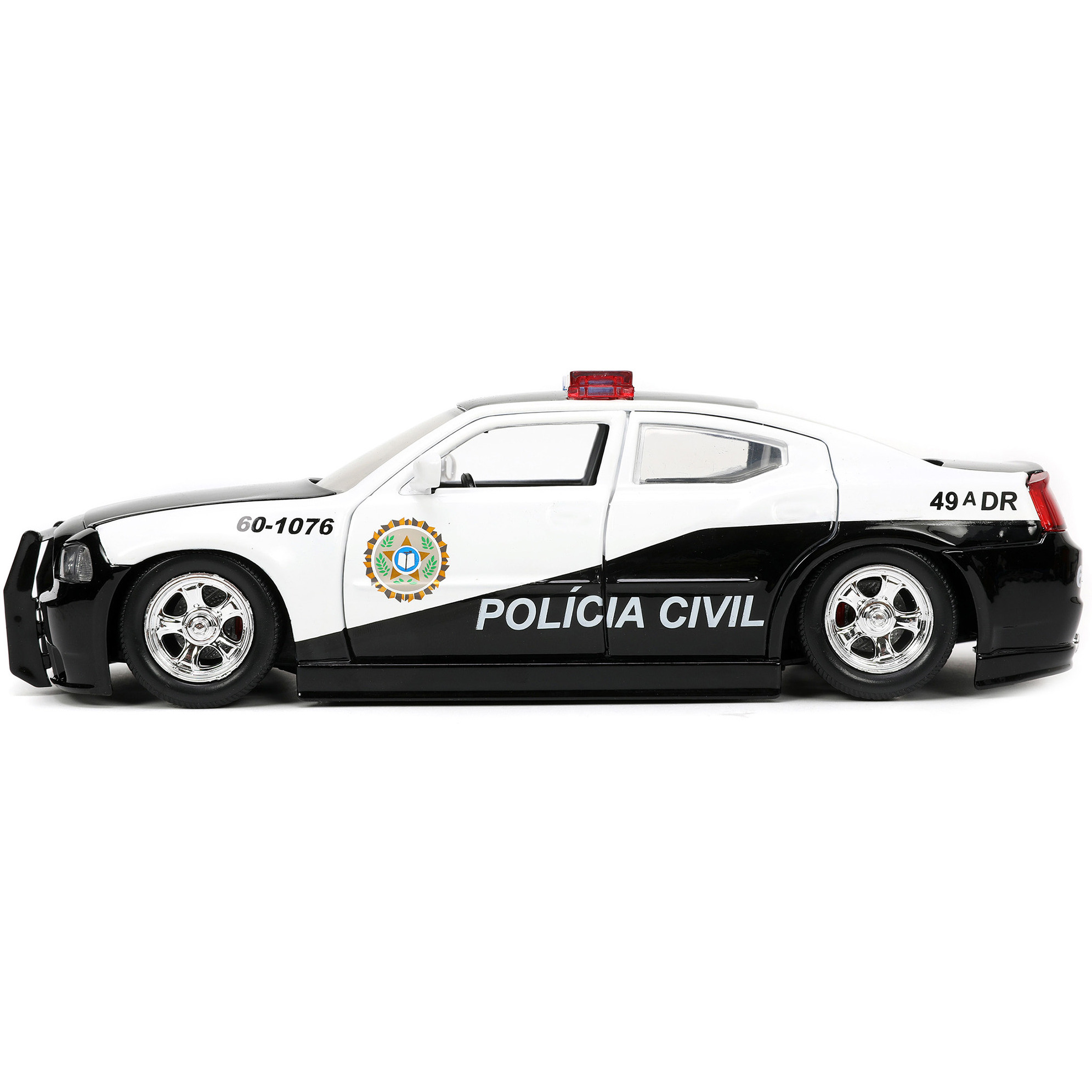 2006 Dodge Charger Police Black and White &quotPolicia Civil" &quotFast & Furious" Series 1/24 Diecast Model Car by Jada