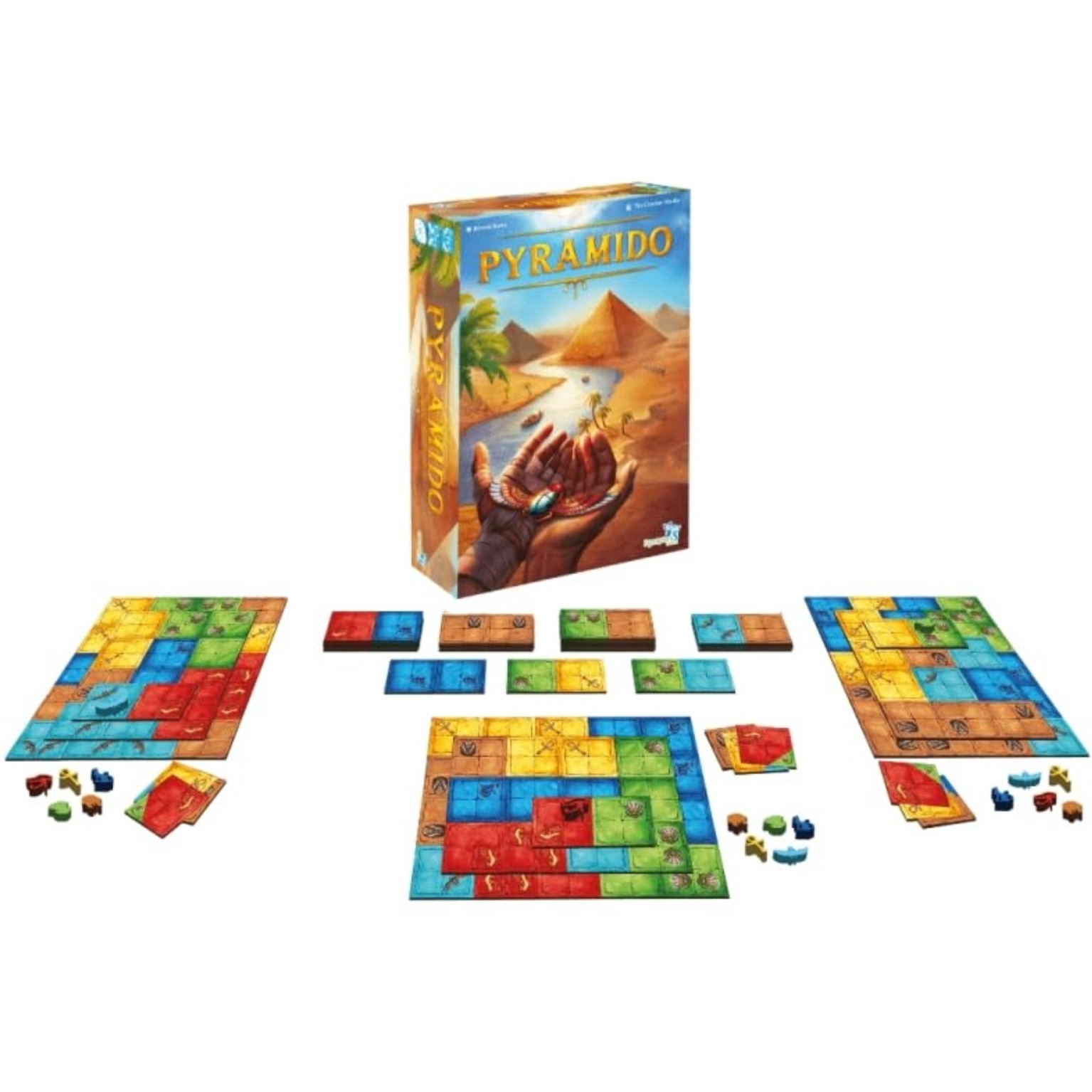 Synapses Games Pyramido - Tile & Worker Placement Game, Build Your Pyramid Brick by Brick, Family Game Night, for 2-4 Players, 45 Minute Play Time, Ages 8+