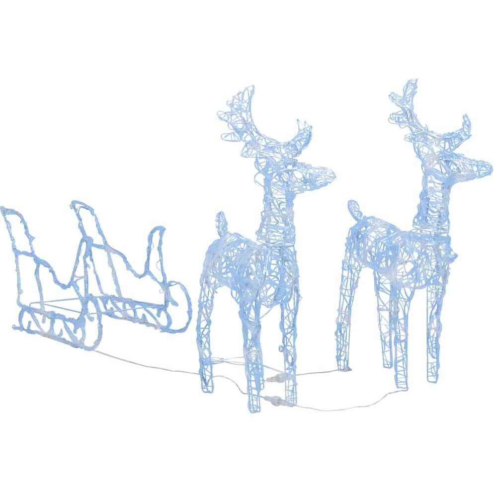 vidaXL Reindeers & Sleigh Christmas Decoration 160 LEDs 51.2" Acrylic