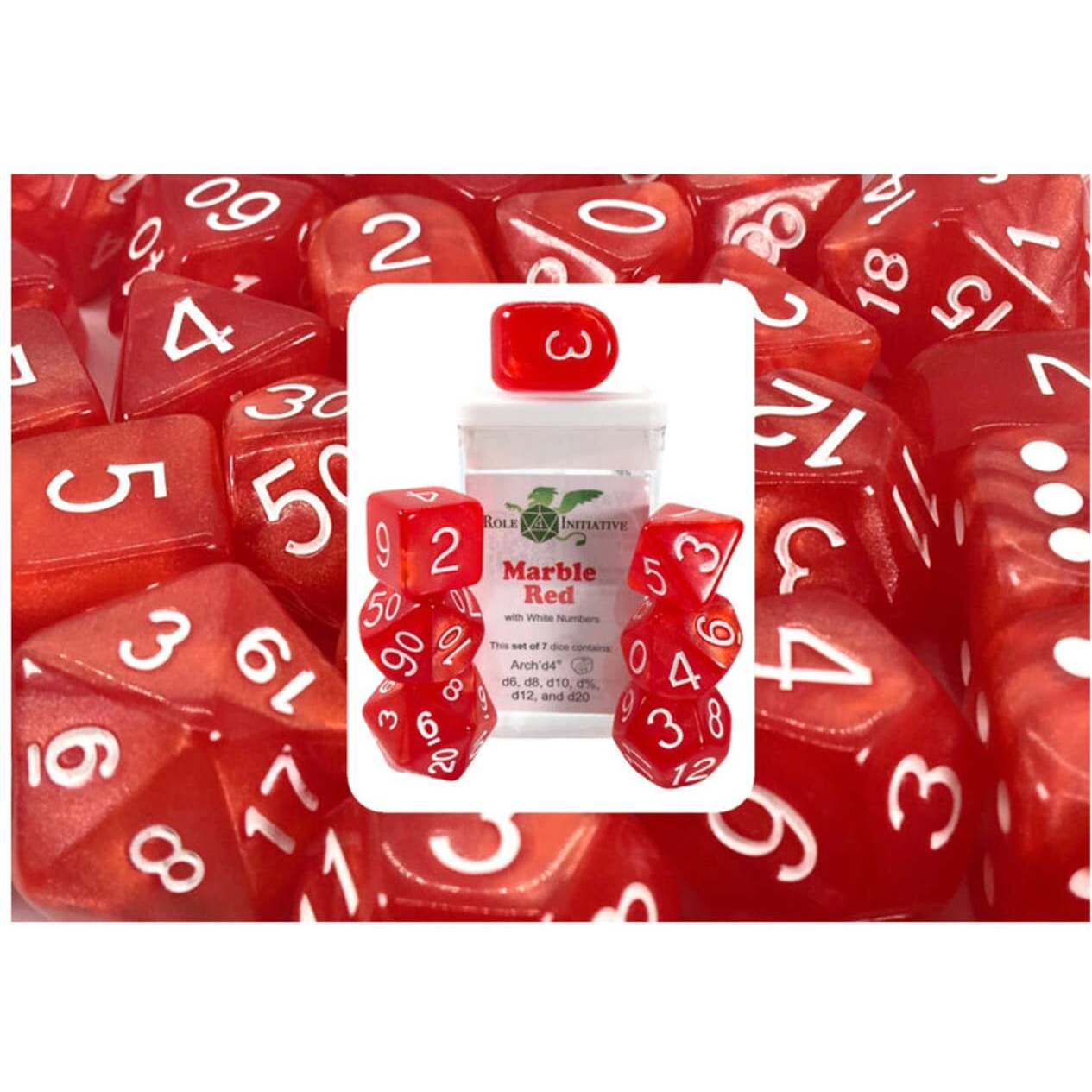 Role 4 Initiative Poly Set Marble Red w/White, Arch'd4 (7)