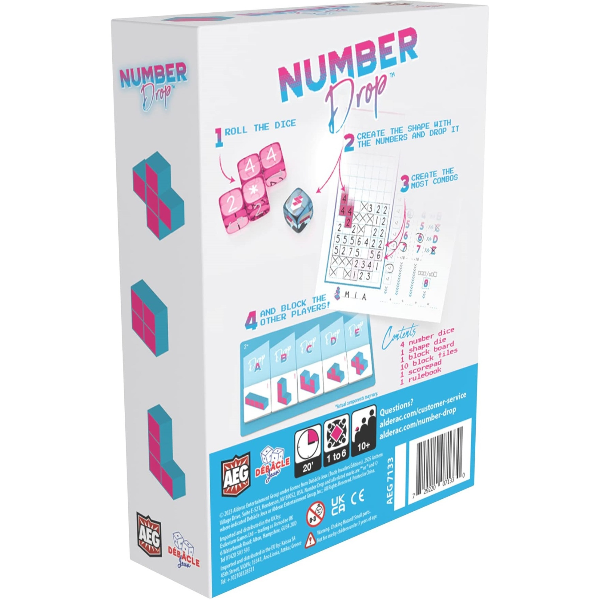 Alderac Entertainment Group (AEG) Number Drop - Retro Roll & Write, Video Game Theme, Alderace Entertainment Group (AEG), Ages 10+, 1-6 Players, 20 Min