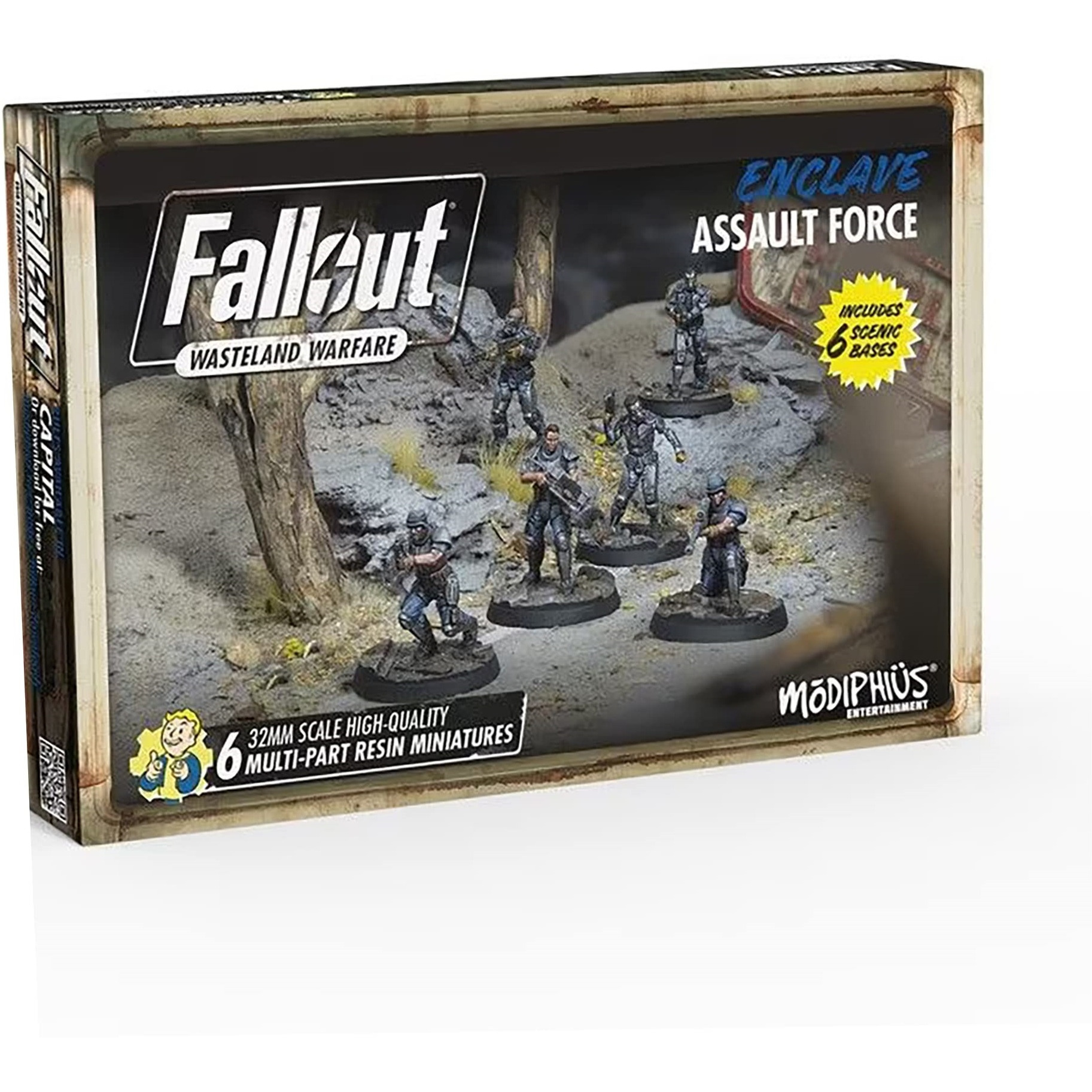 Modiphius Entertainment Ltd Fallout Wasteland Warfare Enclave-Assault Force - 6 Miniatures, 32mm Unpainted Quality Resin Figures, Capital Wave RPG