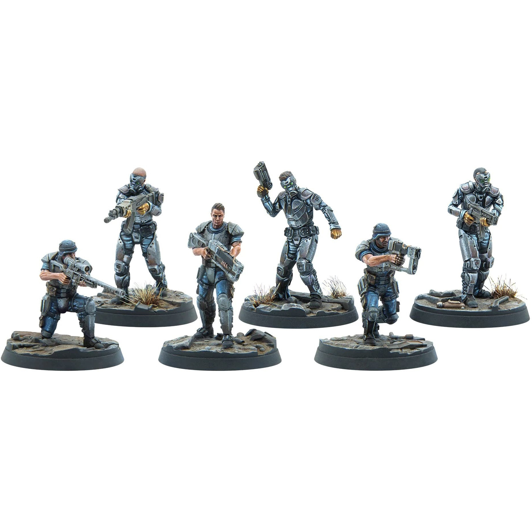 Modiphius Entertainment Ltd Fallout Wasteland Warfare Enclave-Assault Force - 6 Miniatures, 32mm Unpainted Quality Resin Figures, Capital Wave RPG