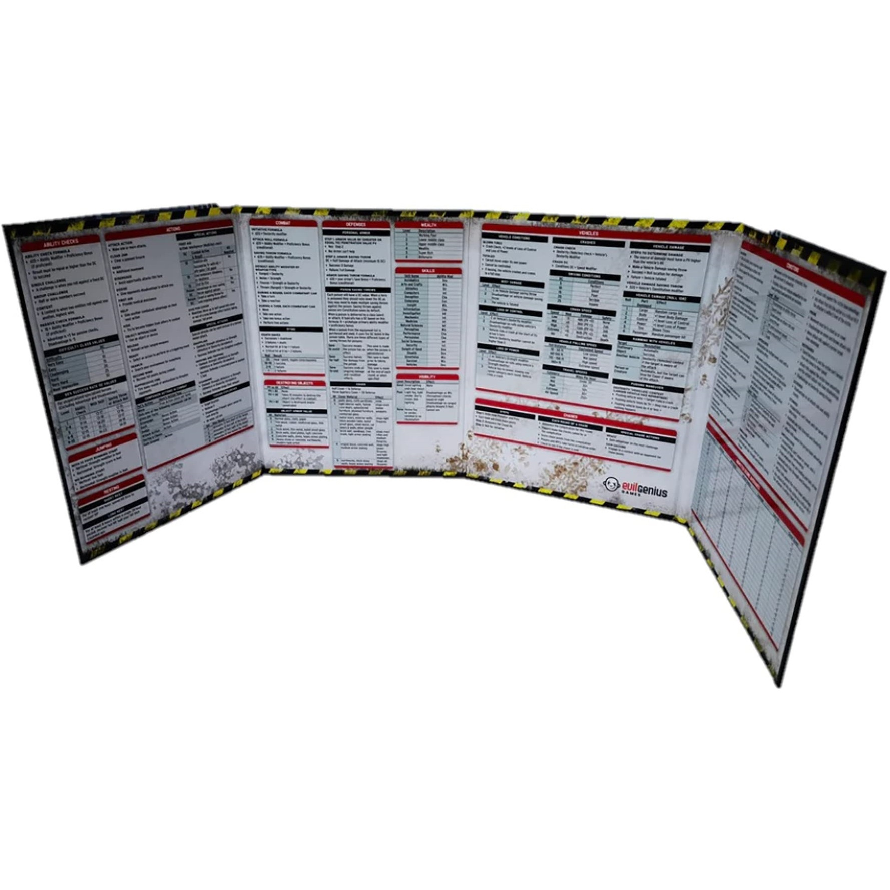 Evil Genius Games Everyday Heroes GM Screen - The Roleplaying Game, Gamemaster RPG Accessory, 4-Panel Screen, Evil Genius Games, Inside Has All The Tables You Need to Run an Everyday Hero Adventure
