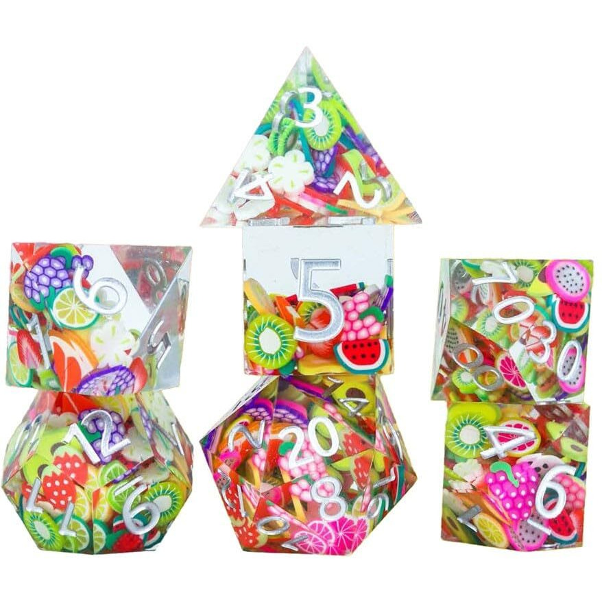 Sirius Dice SDZ001402 Sharp-Edged Sharp Fruit Dice Game Set of 7