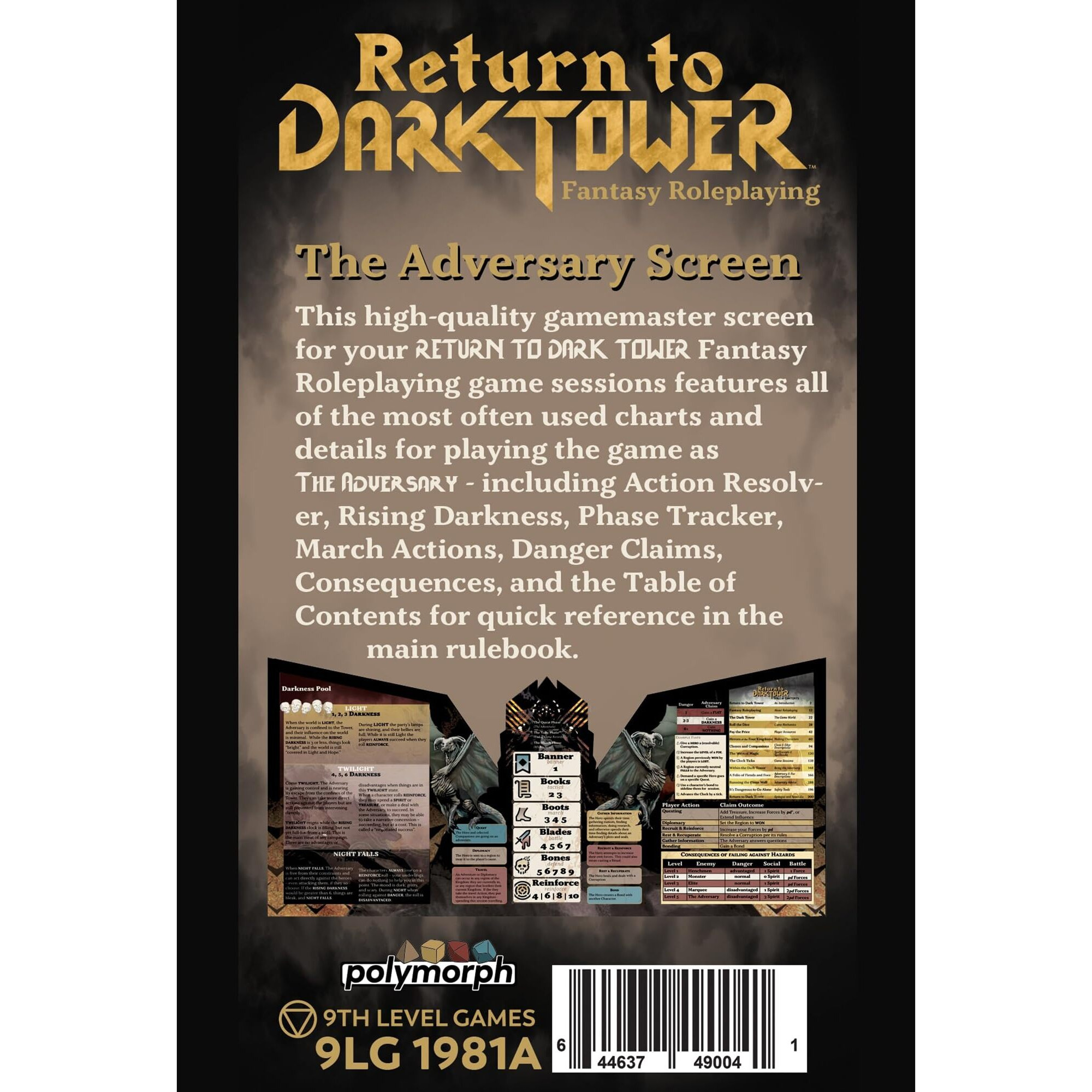 Return to Dark Tower RPG Adversary GM Screen - Roleplaying Game Accessory, Full-Color 3 Panel Screen
