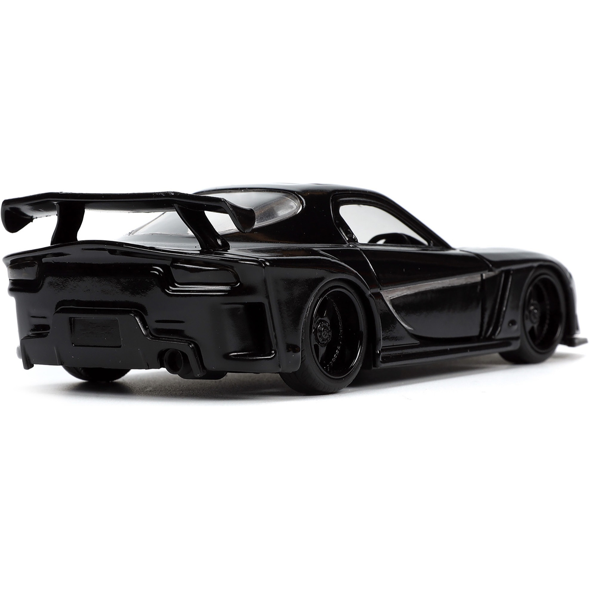 1995 Mazda RX-7 RHD (Right Hand Drive) Black and Black Panther Diecast Figure &quotThe Avengers" &quotHollywood Rides" Series 1/32 Diecast Model Car by Jada