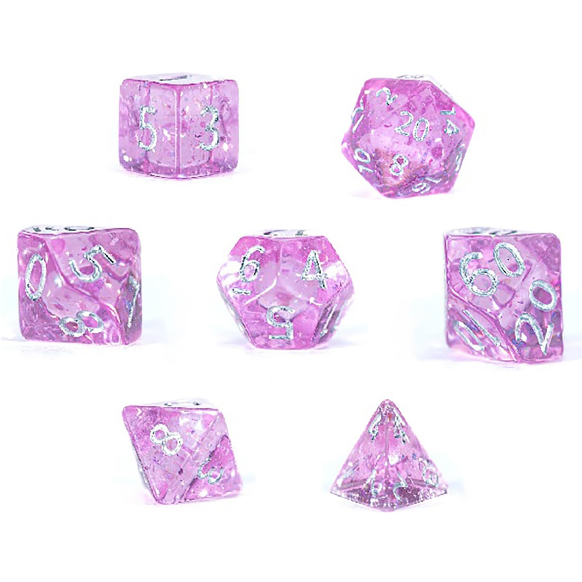 Gate Keeper Games & Dice Mighty Tiny Dice Orchid Buds - 7 pc - RPG Dice Set, Holographic Glitter, 12mm Resin Dice, Holographic Style Layered Dice