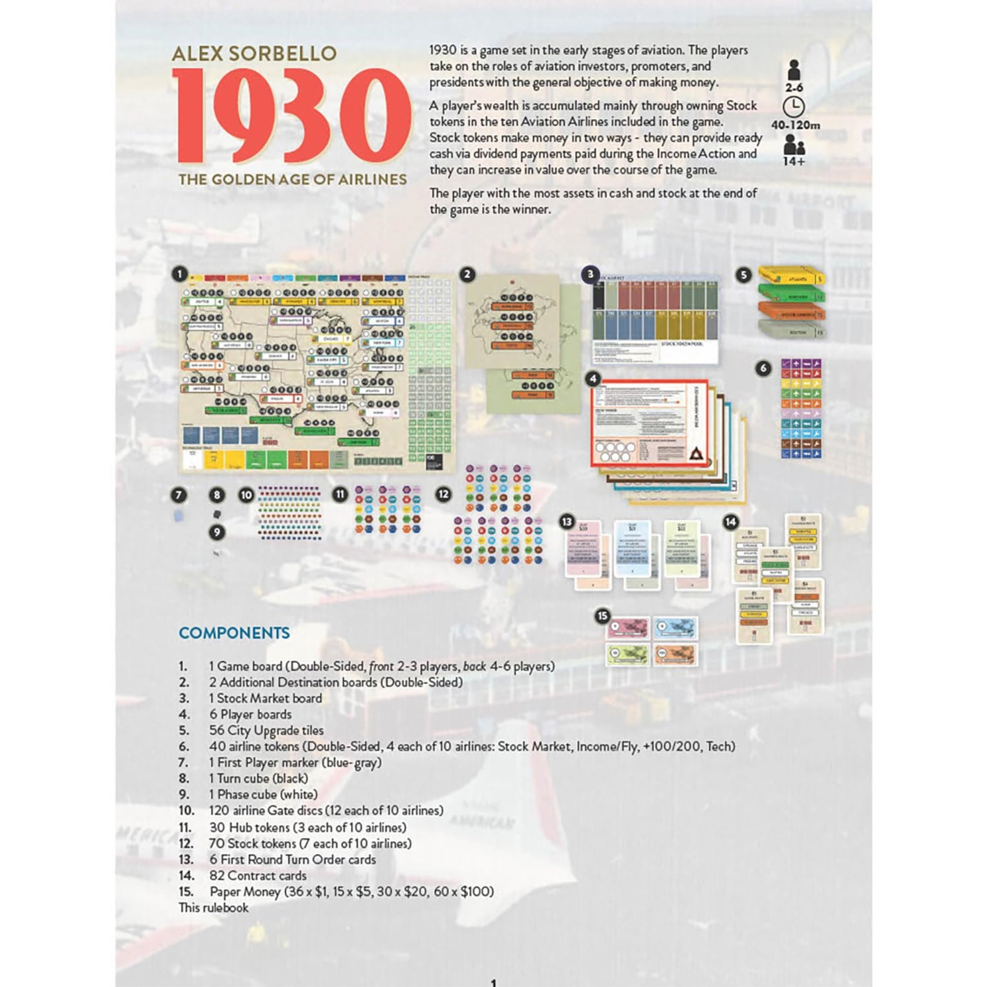 Rio Grande Games 1930 The Golden Ages of Airlines, Invest in Aviation, Wealth Building Economic Board Game, Ages 14+, 2-6 Players, 90-120 Min