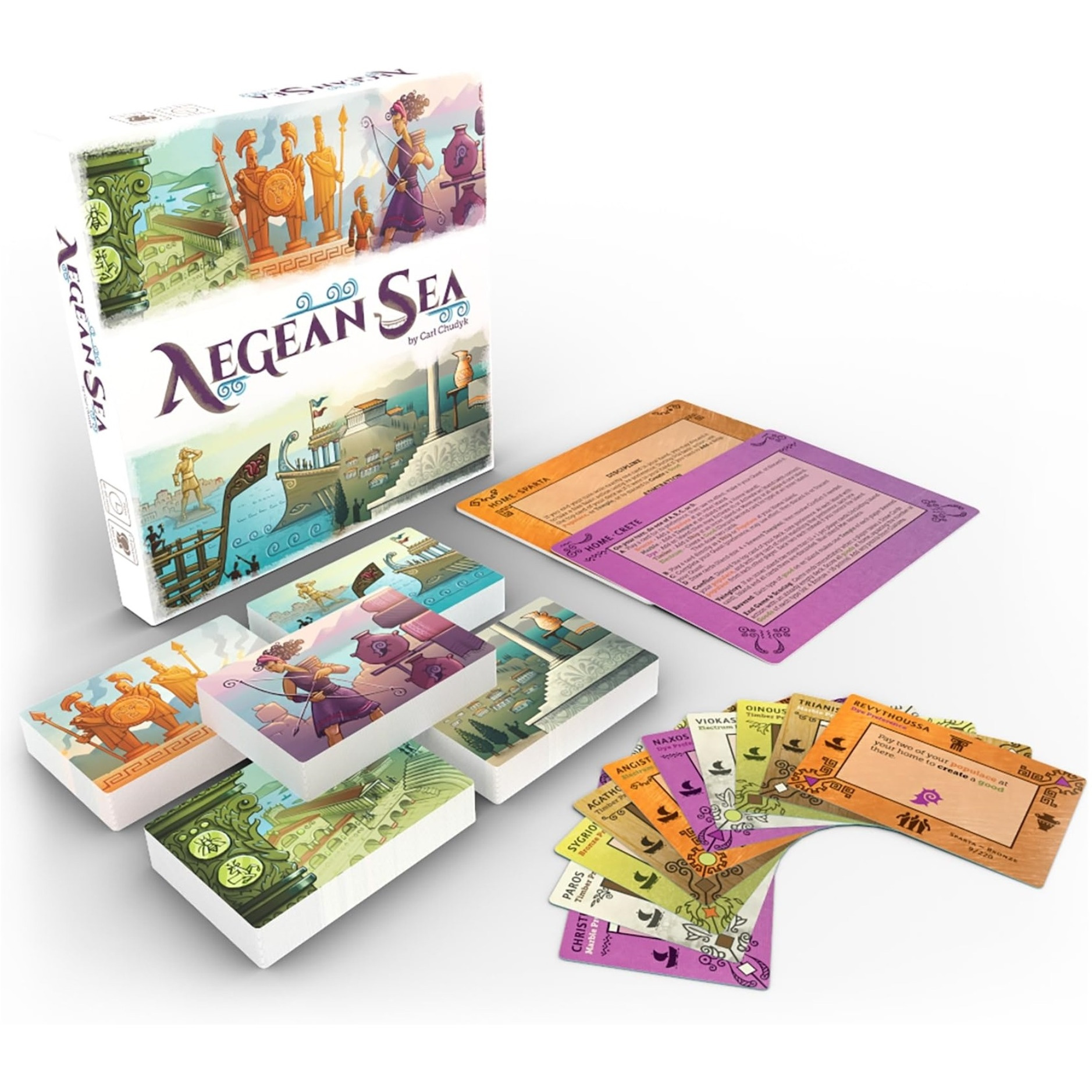 Asmadi Games Aegean Sea - Strategy Card Game, Take Charge of Ancient Peoples, Ages 14+, 2-5 Players, 20 Min Per Player