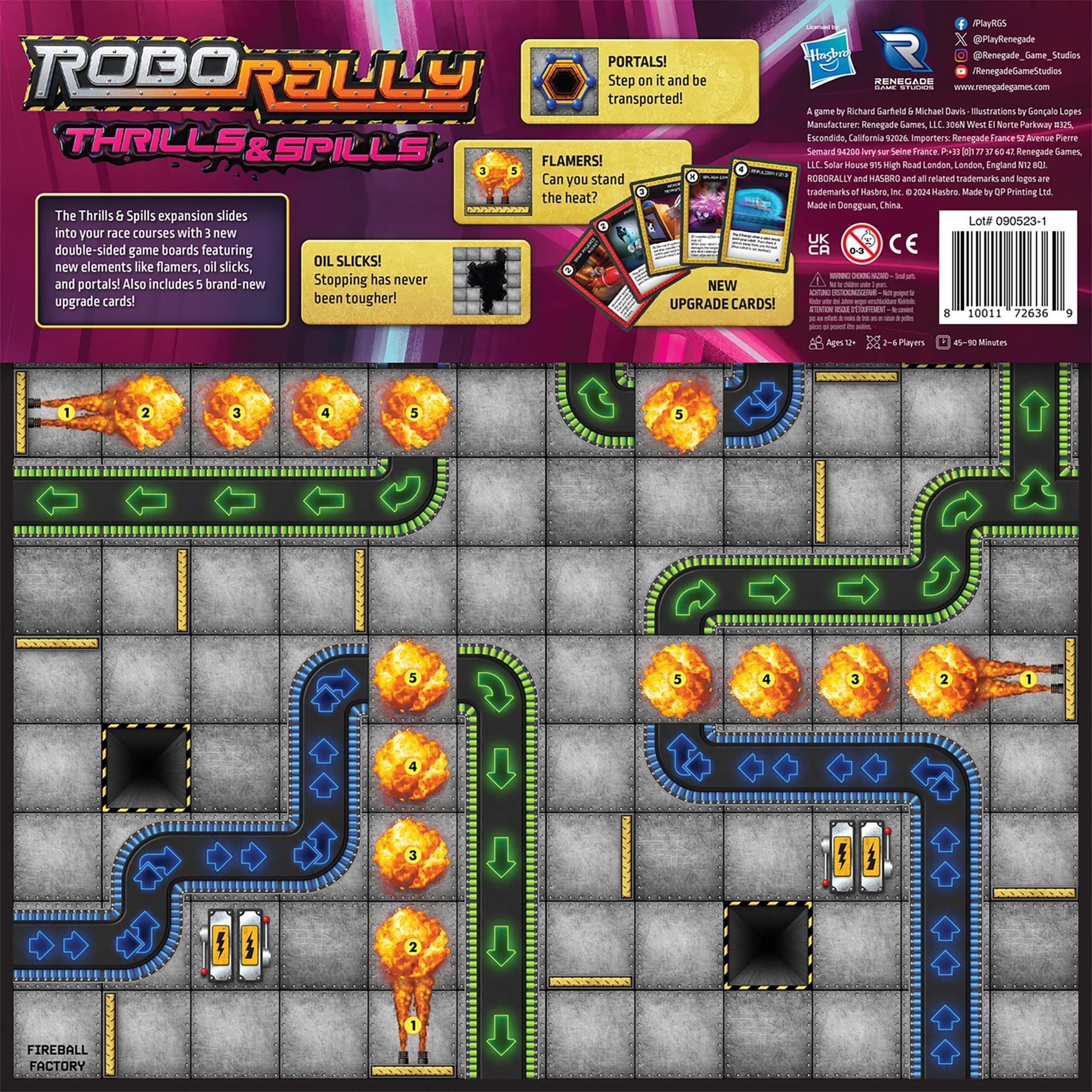Renegade Game Studios Robo Rally - Thrills & Spills Expansion - Strategy Programmed Movement Board Game, Racetrack, New Grids, Ages 12+, 2-6 Players