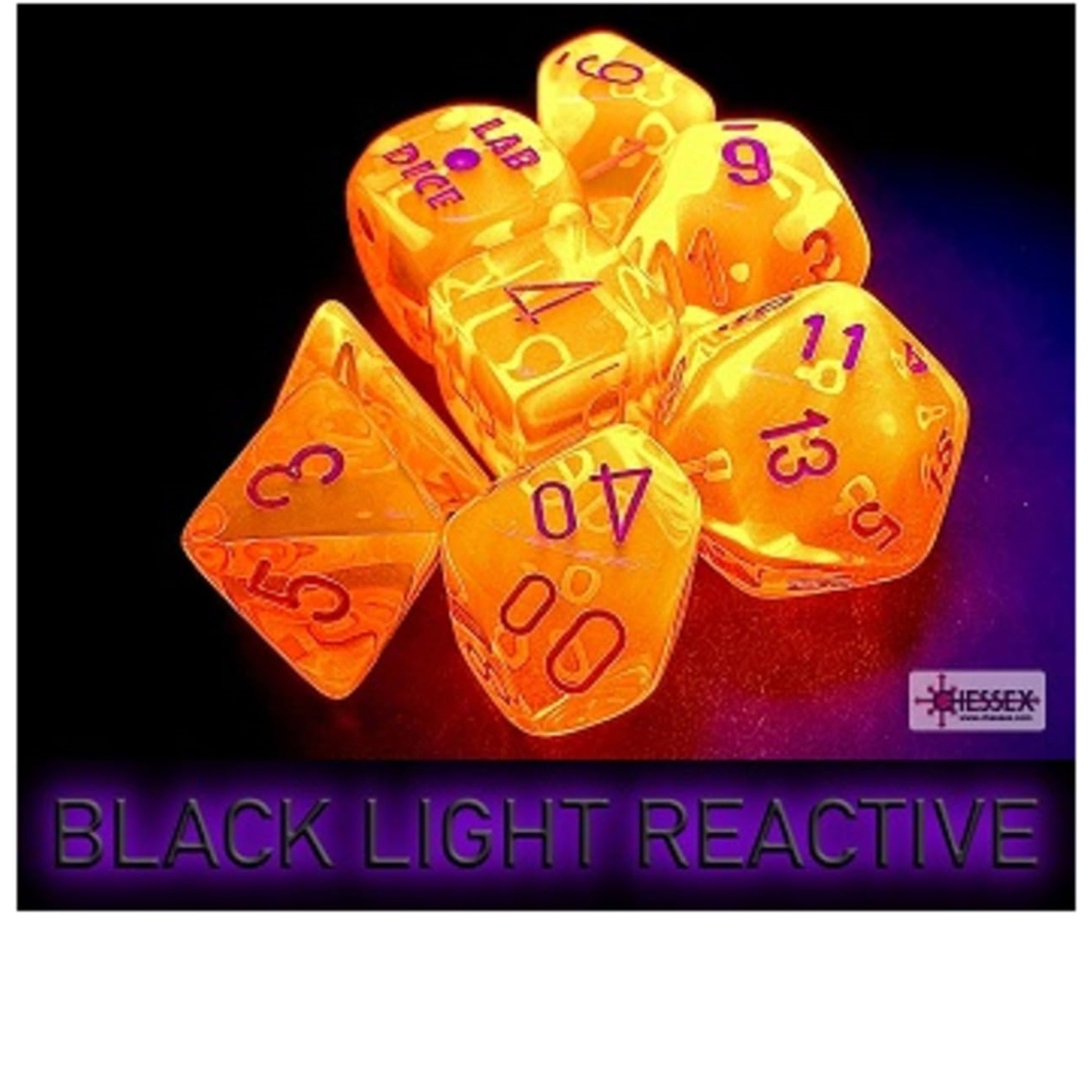 Neon Orange Translucent Dice with White Numbers 7+1 Dice Set 16mm (5/8in) Chessex