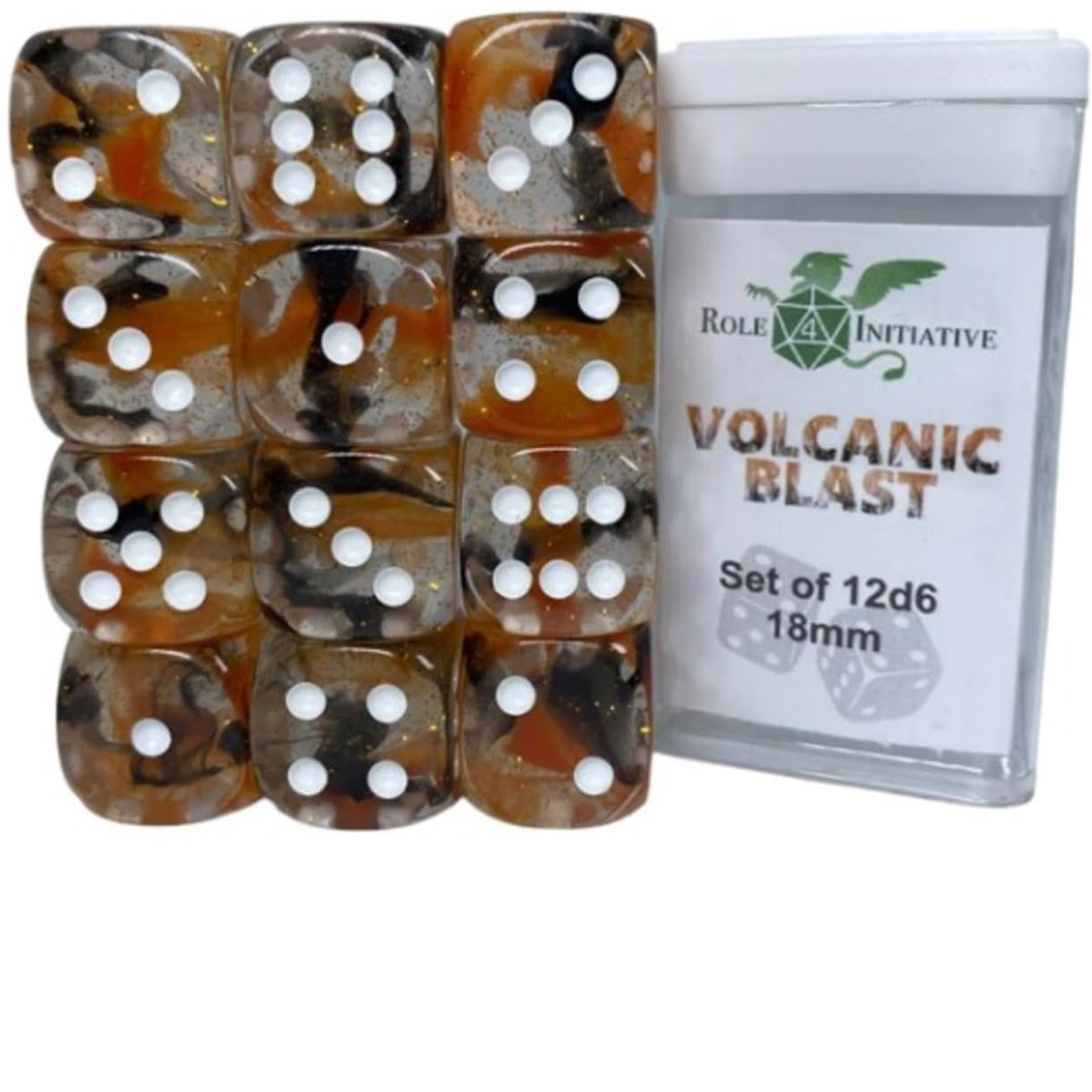 Role 4 Initiative d6 18mm Volcanic Blast w/White (12)