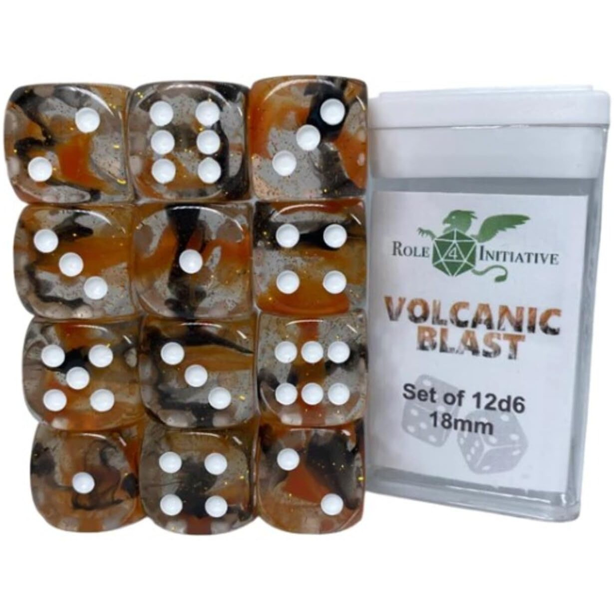 Role 4 Initiative d6 18mm Volcanic Blast w/White (12)