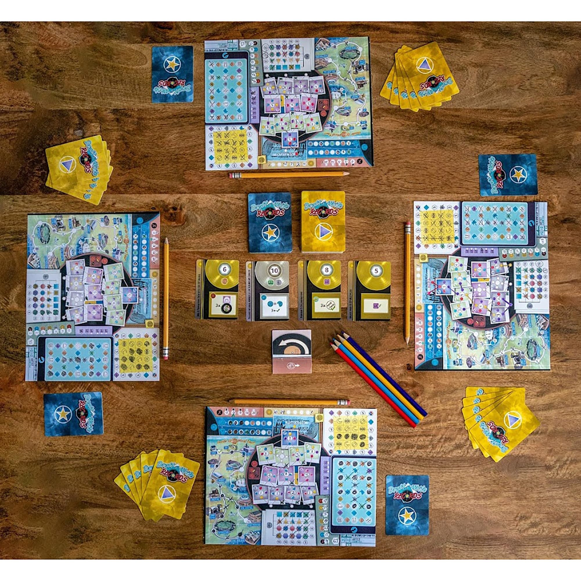 Inside Up Games Draft & Write Records - Music Board Game, Card Drafting, Draft Your Band, Tour The World, Top The Charts, Age 10+, 1-6 Players