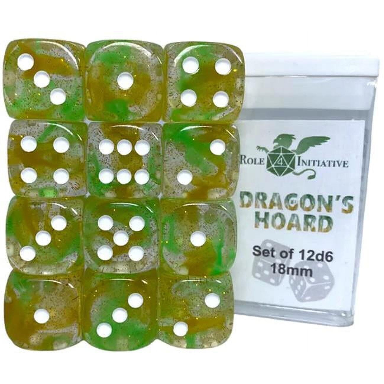 Role 4 Initiative d6 18mm Dragon's Hoard w/White (12)
