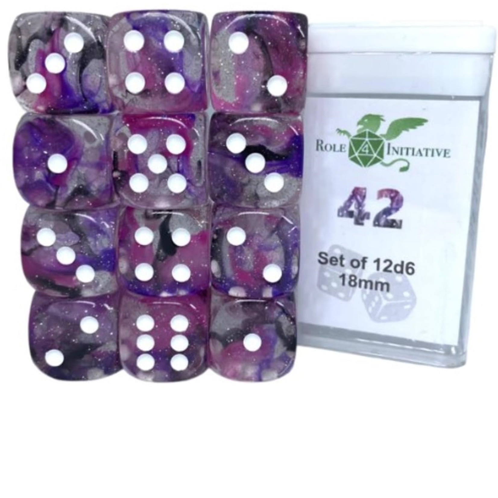 Role 4 Initiative d6 18mm 42 w/White (12)