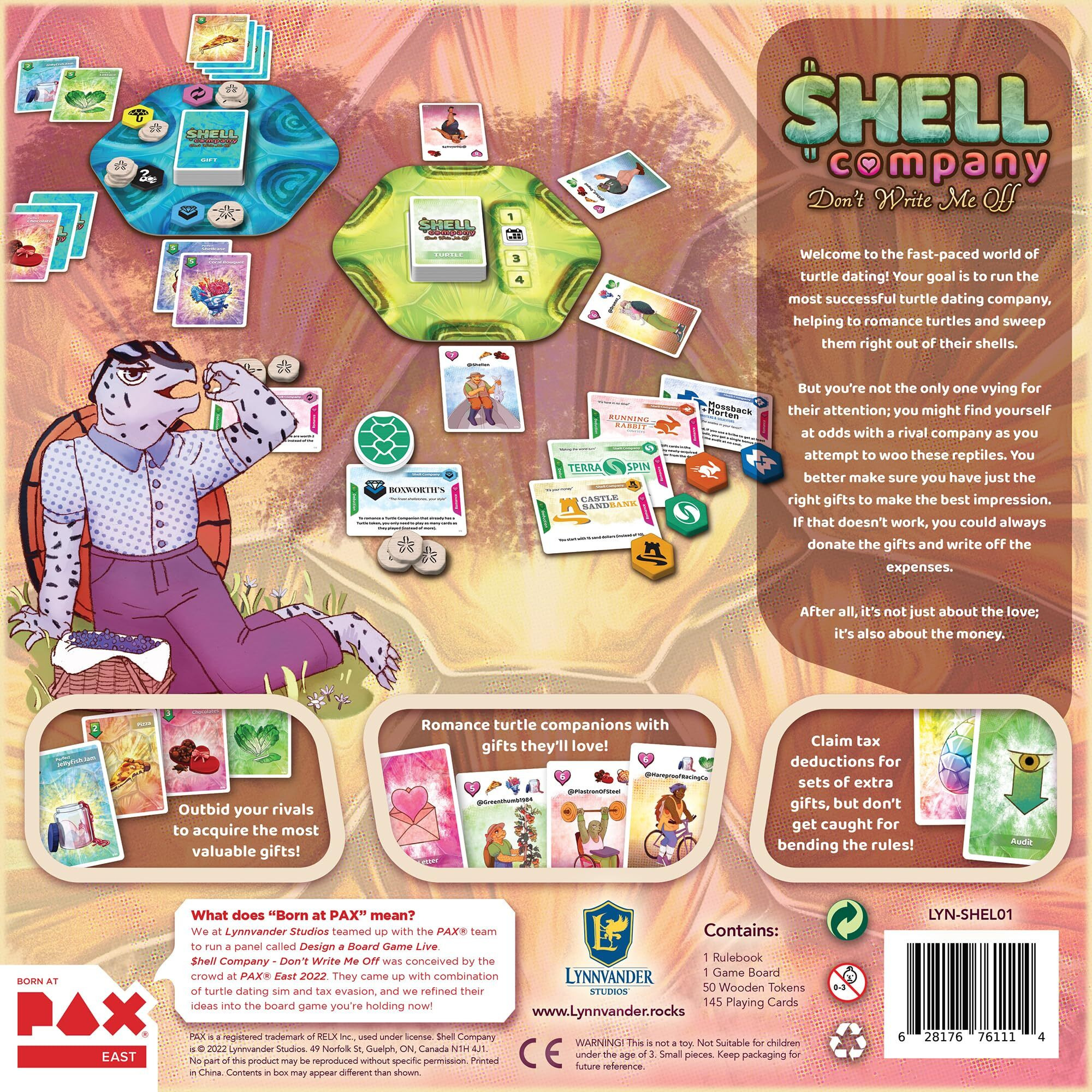Lynnvander Studios Shell Company Don't Write Me Off - Strategy Board Game, File Taxes & Find Love (As a Turtle), Ages 14+, 2-6 Players, 60 Min