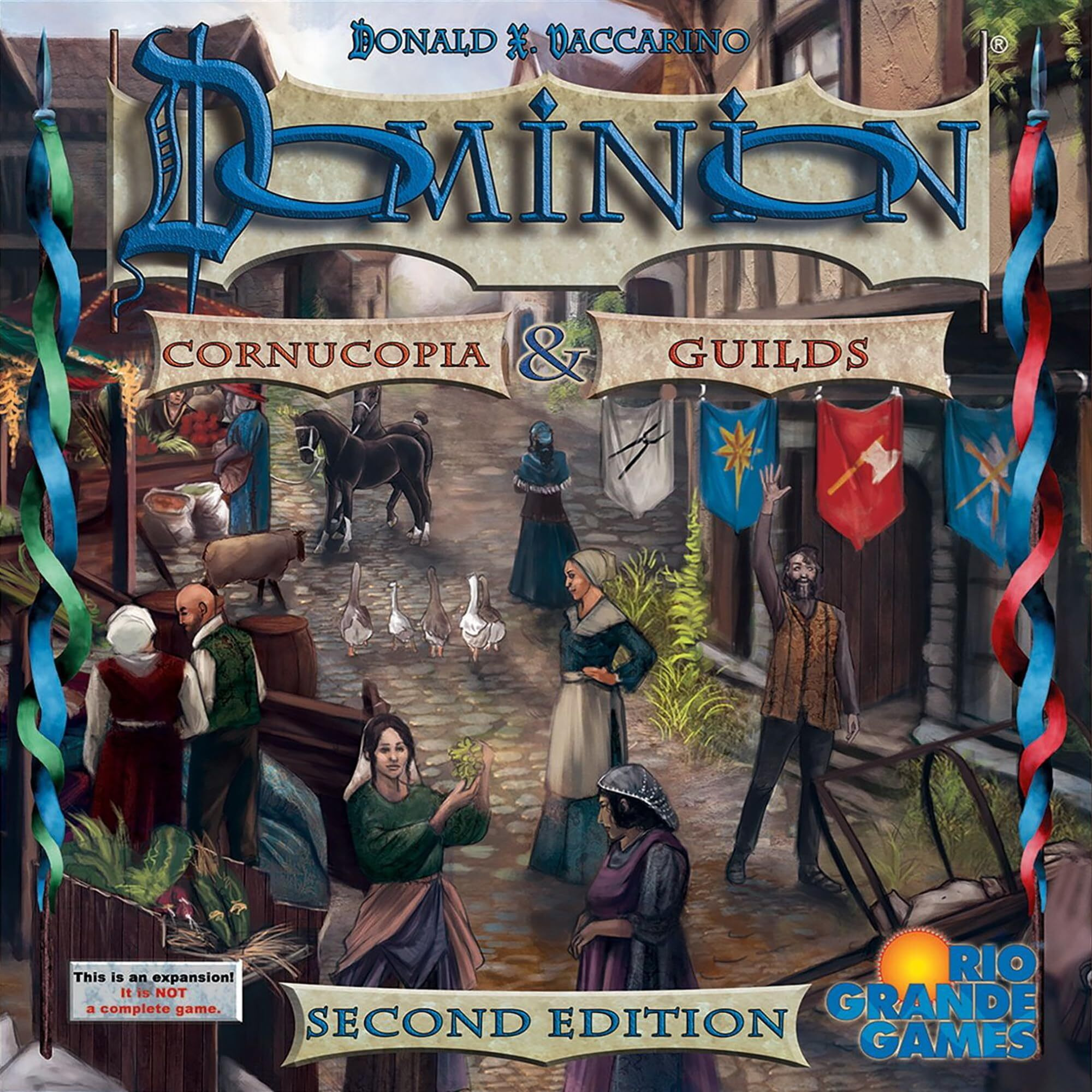 Rio Grande Games Dominion Cornucopia & Guilds 2nd Edition - Expansion Deck Building Board Game, Time of The Harvest, Ages 14+, 2-4 Players, 30 Min