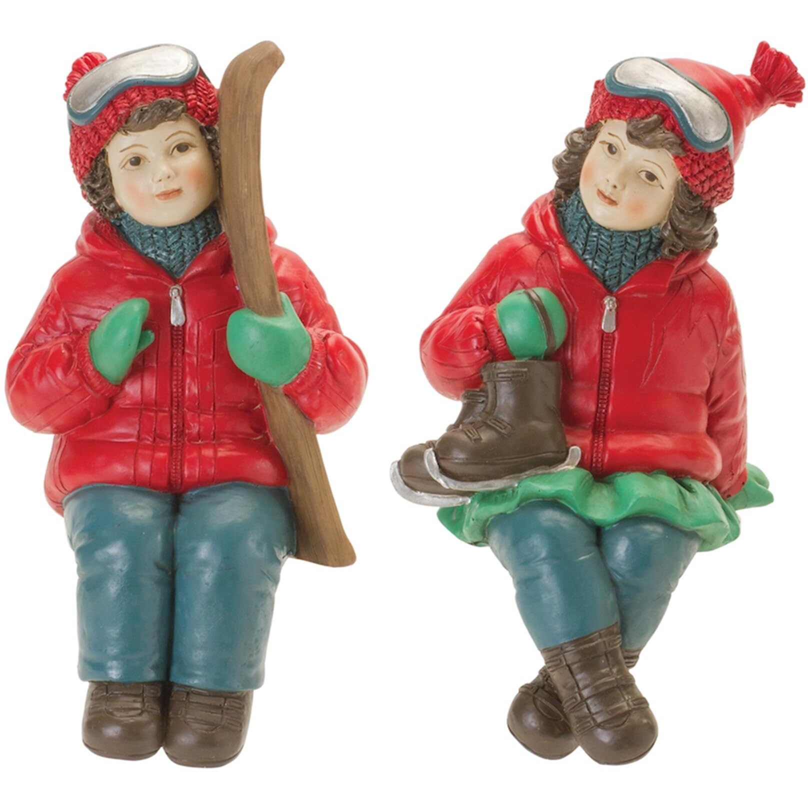 Holiday Children Shelf Sitter with Skis and Skates (Set of 4)
