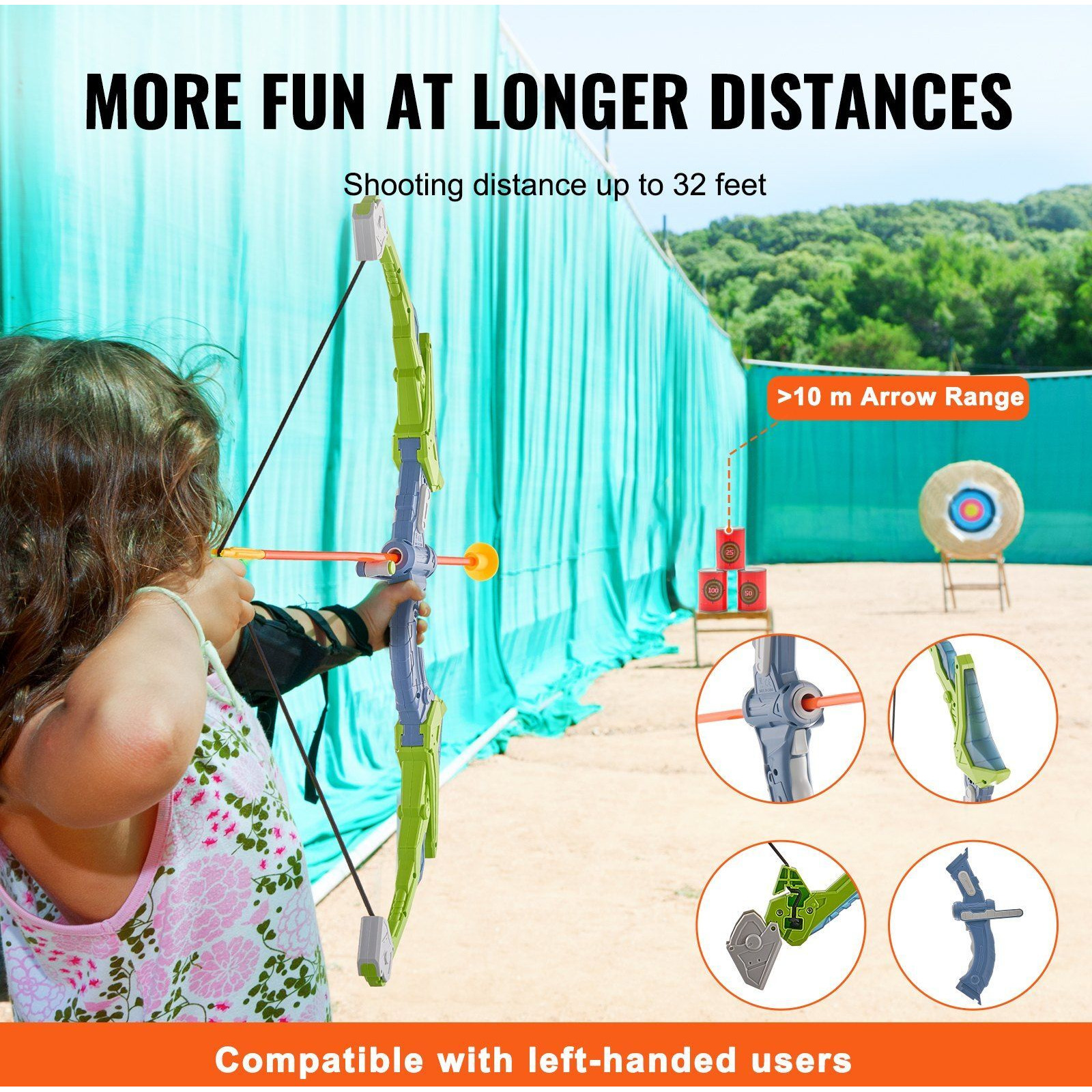 VEVOR Bow and Arrow Set for Kids, 2 Pack LED Light Up Archery Set with 20 Suction Cup Arrows, Standing Target, 2 Quivers, 3 Target Cans, Outdoor Toy Birthday Gift for Boys & Girls 6 7 8 9 10+ Year Old