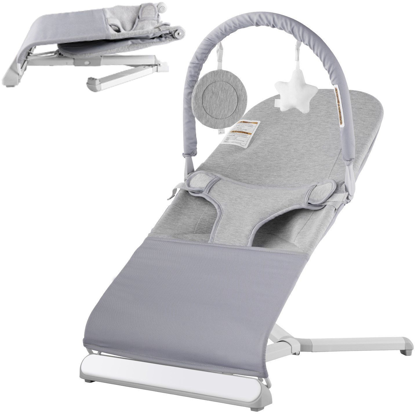 VEVOR Baby Bouncer Folding Bouncer Seat Chair for Babies 0-9 Months with Toy Bar
