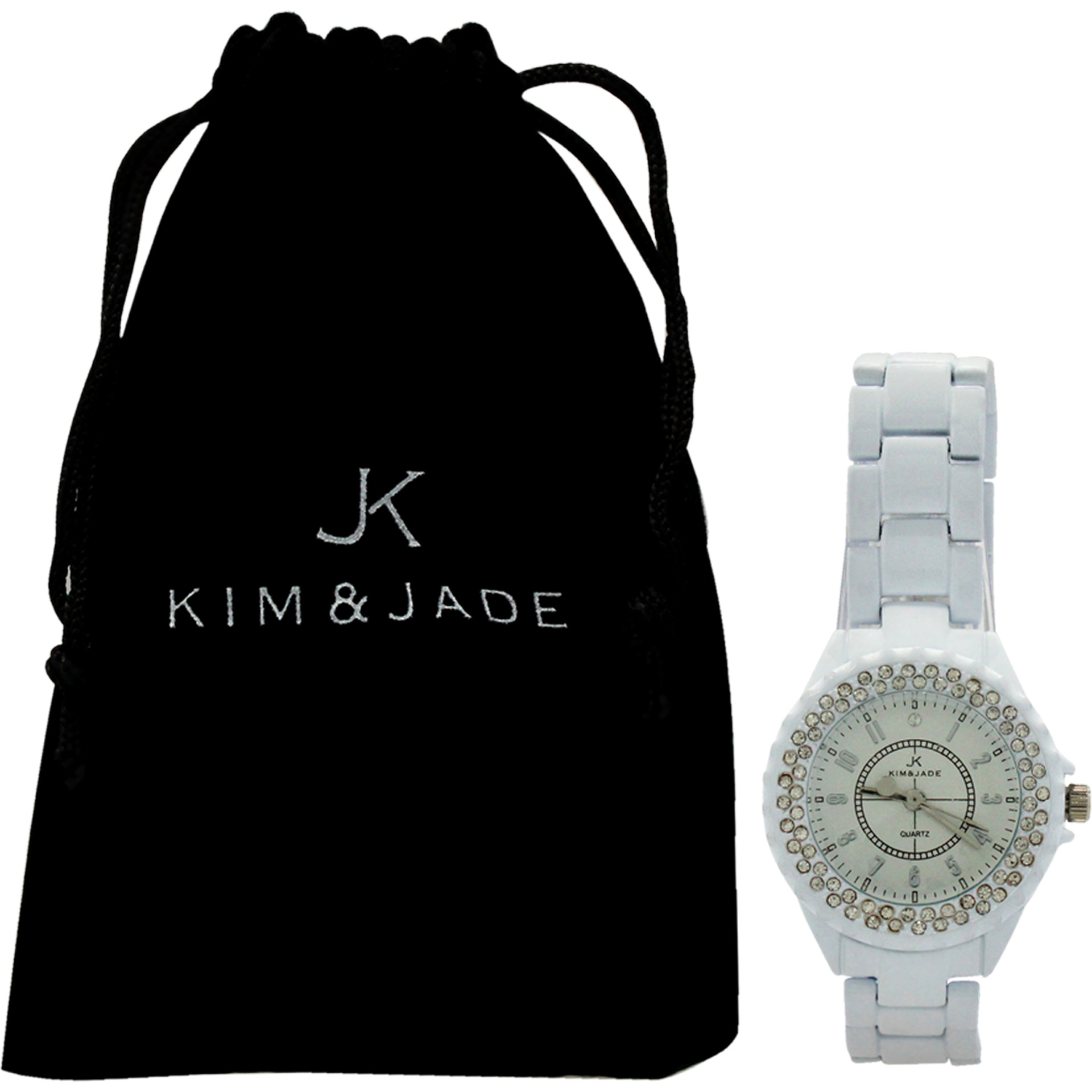 2033L-WS White Stainless Steel Bracelet Watch by Kim & Jade for Women - 1 Pc Watch
