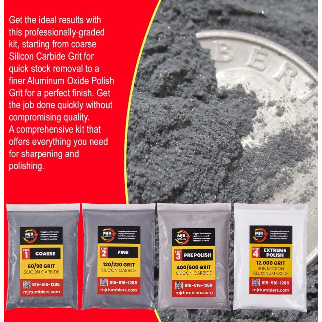 Refill Grit Kit W Mjr Tumblers Premium Quality Extreme Polish 12 000 Grit Sub Micron Aluminum Oxide Polish For Unparalleled Results. For 3Lb Rock Tumblers W Silicon Carbide  Disabled And Veteran Owned