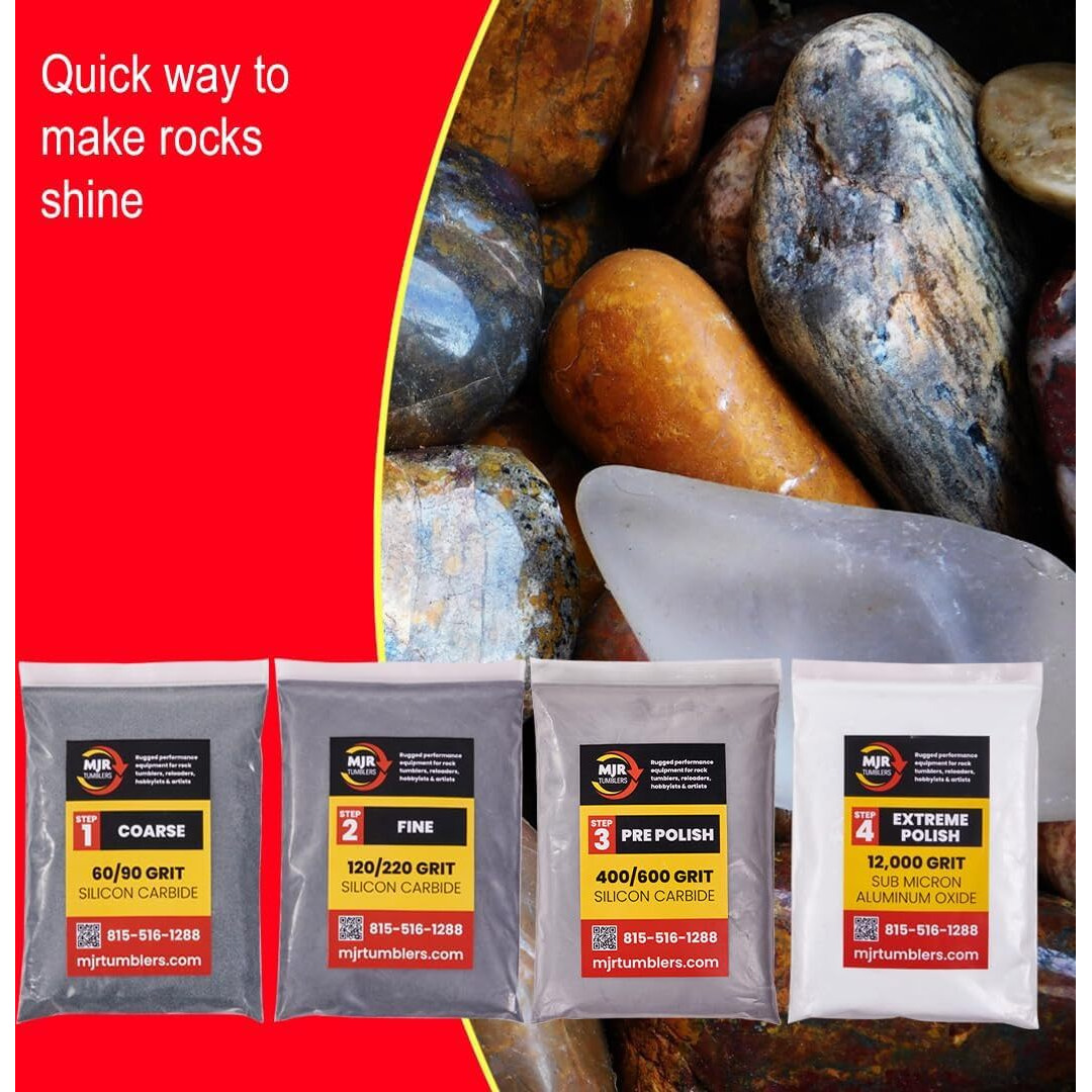 Refill Grit Kit W Mjr Tumblers Premium Quality Extreme Polish 12 000 Grit Sub Micron Aluminum Oxide Polish For Unparalleled Results. For 3Lb Rock Tumblers W Silicon Carbide  Disabled And Veteran Owned
