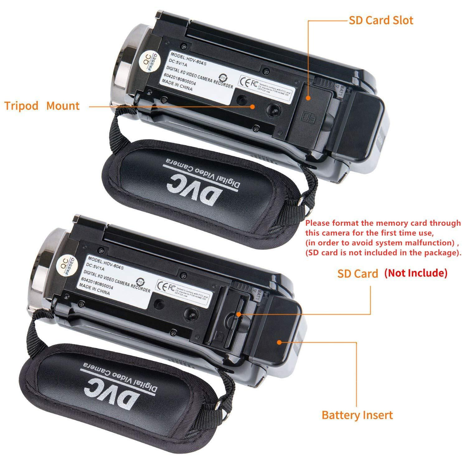 Kicteck Video Camera Camcorder Digital Camera Recorder Full Hd 1080P 15Fps 24Mp 3.0 Inch 270 Degree Rotation Lcd 16X Zoom Camcorder With 2 Batteries(604S)