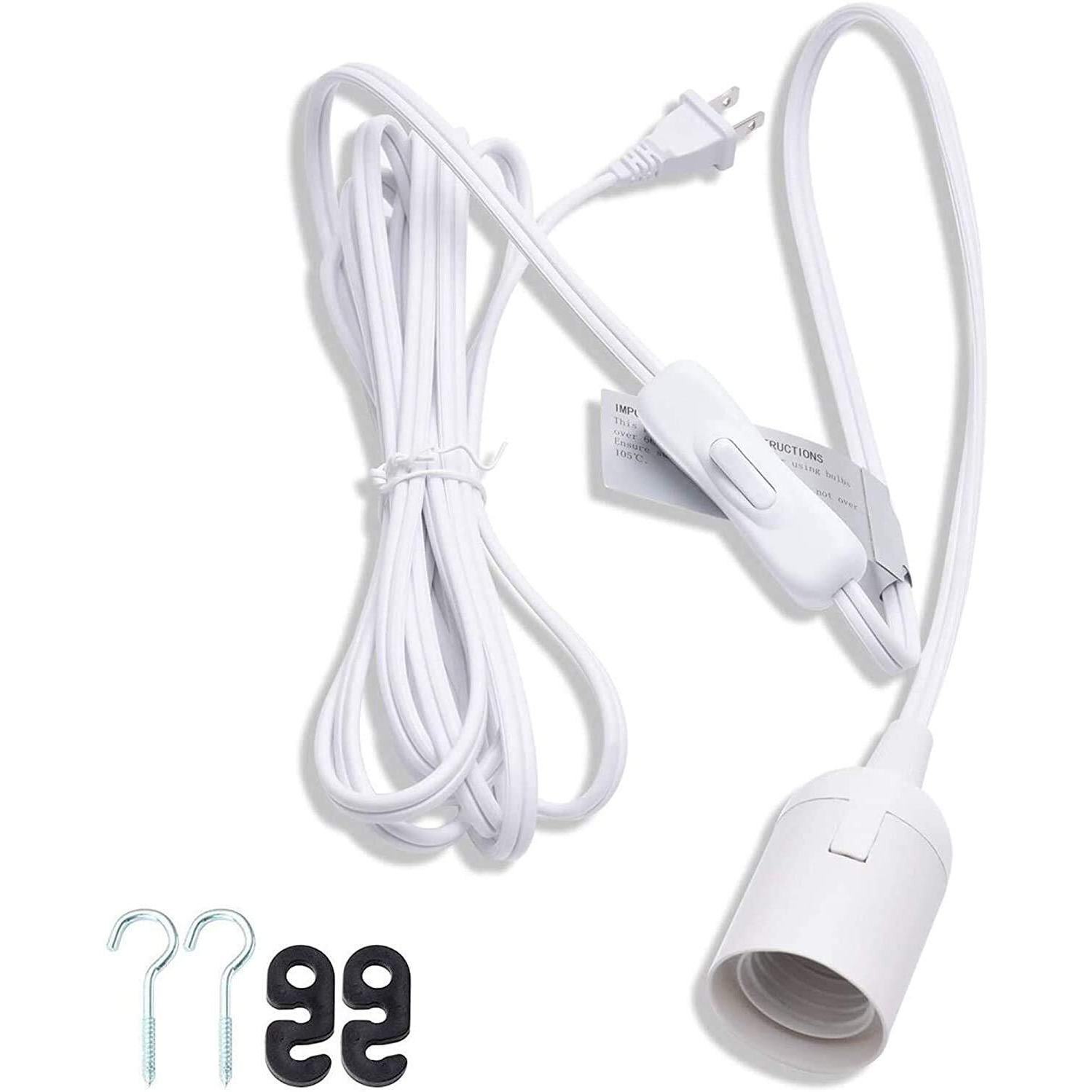 Jackyled Extension Hanging Lantern Cord Cable Ul 12Ft E26 E27 Socket On/Off Switch Plug In Pendant Lighting For Kitchen Bedroom Plant Growth Light