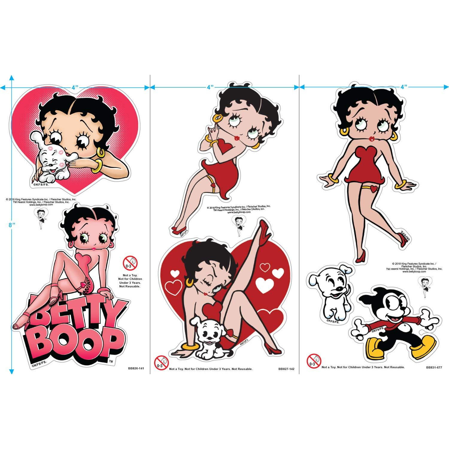 Popfunk Betty Boop Collectible Stickers With Pudgy And Bimbo