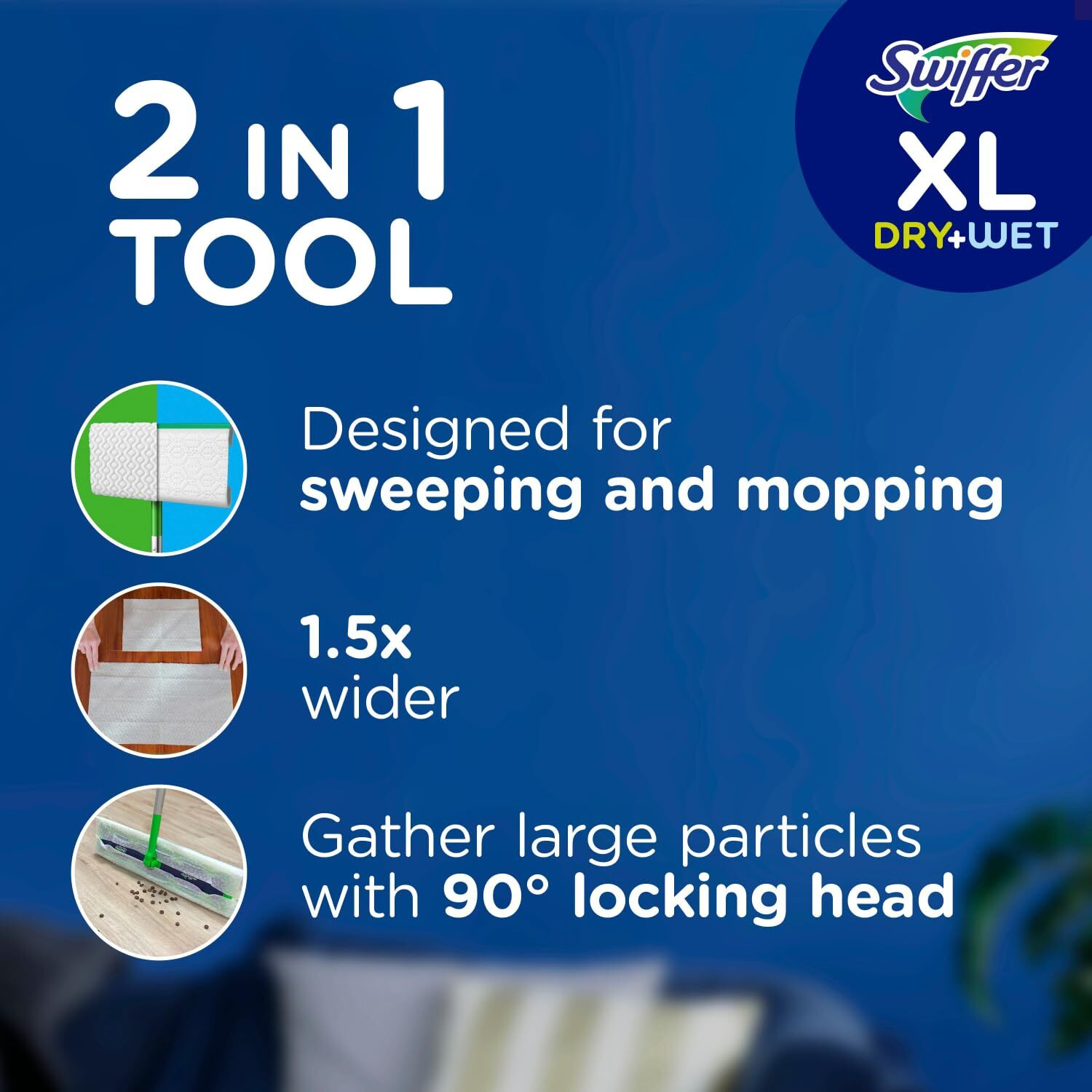 Swiffer Sweep + Mop Xl  Broom & Mop Alternative  Floor Cleaner For Dirt  Dust  Hair  All Purpose Cleaning Tool For Home  Bathroom  Kitchen  Set Includes 1 Xl Sweeper 8 Xl Dry Pads 2 Xl Wet Pads Fresh