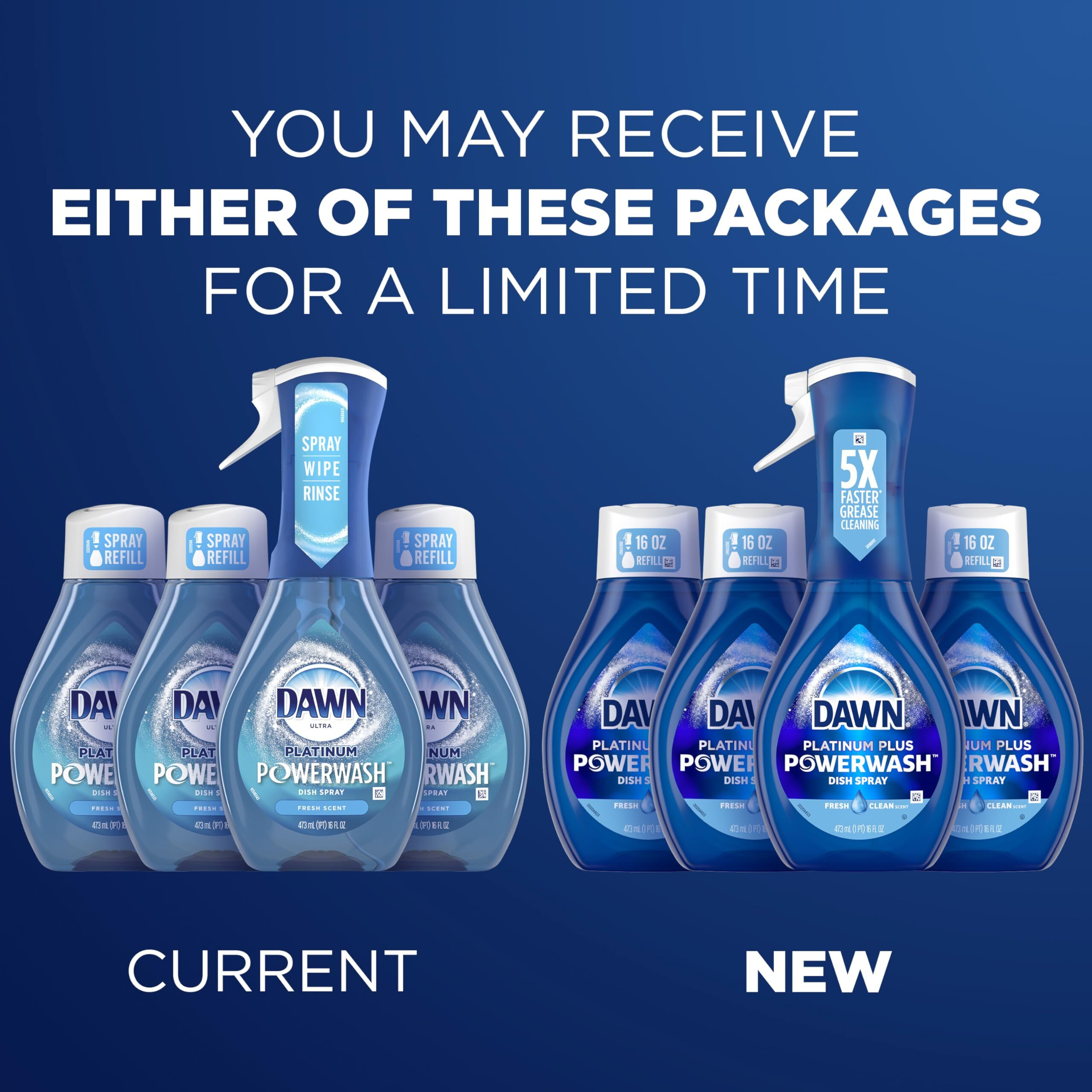 Dawn Platinum Powerwash Dish Spray  Dish Soap Liquid  Fresh Scent Bundle  1 Spray (16Oz) + 3 Refills (16Oz Each)(Pack Of 4)