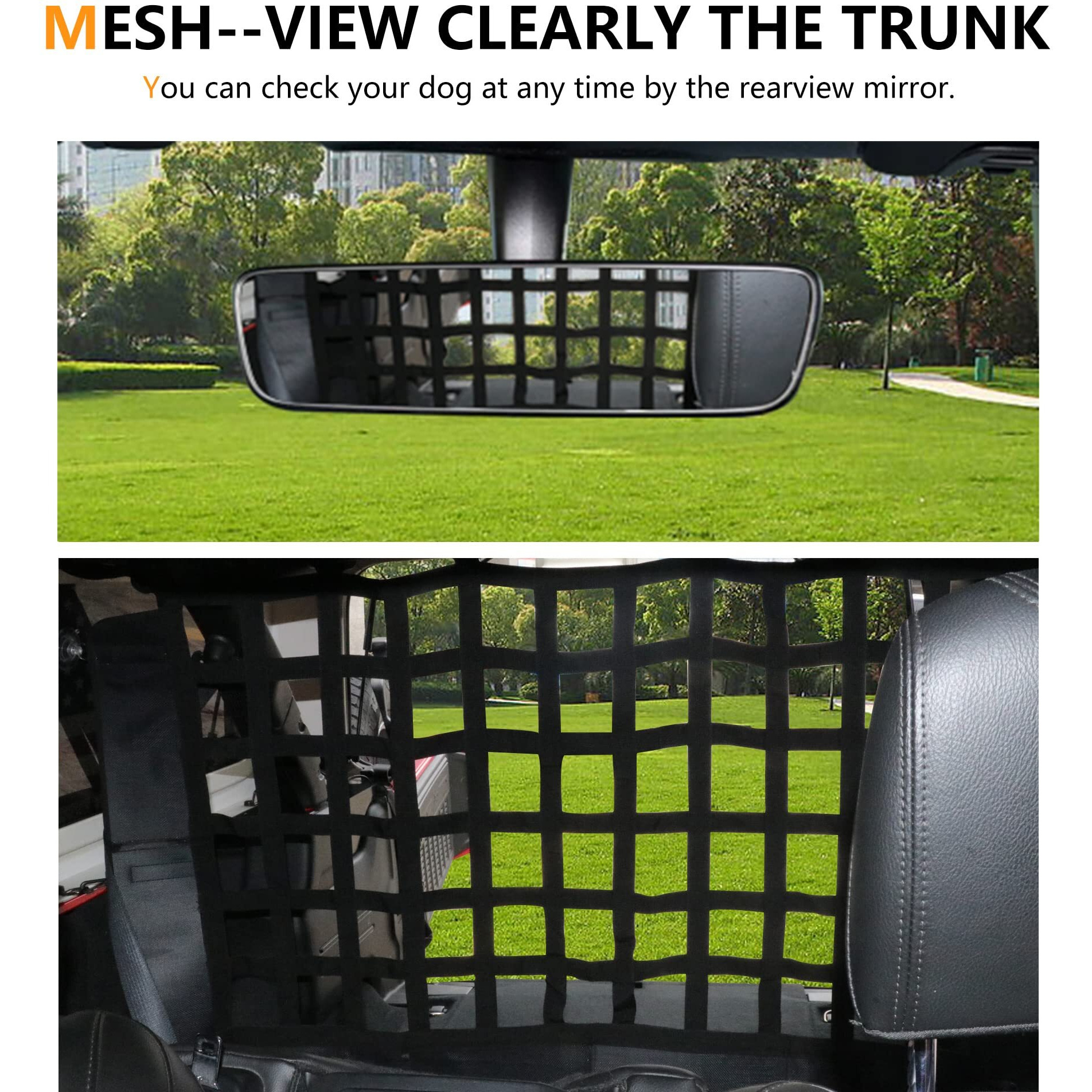 Rerpro Pet Net Safety Dog Barrier For 2007-2025 Jeep Wrangler Jk Jl 4 Door Accessories  Behind Rear Seat Pet Dog Covers Trunk Cargo Isolation Liner Net For Jeep Wrangler