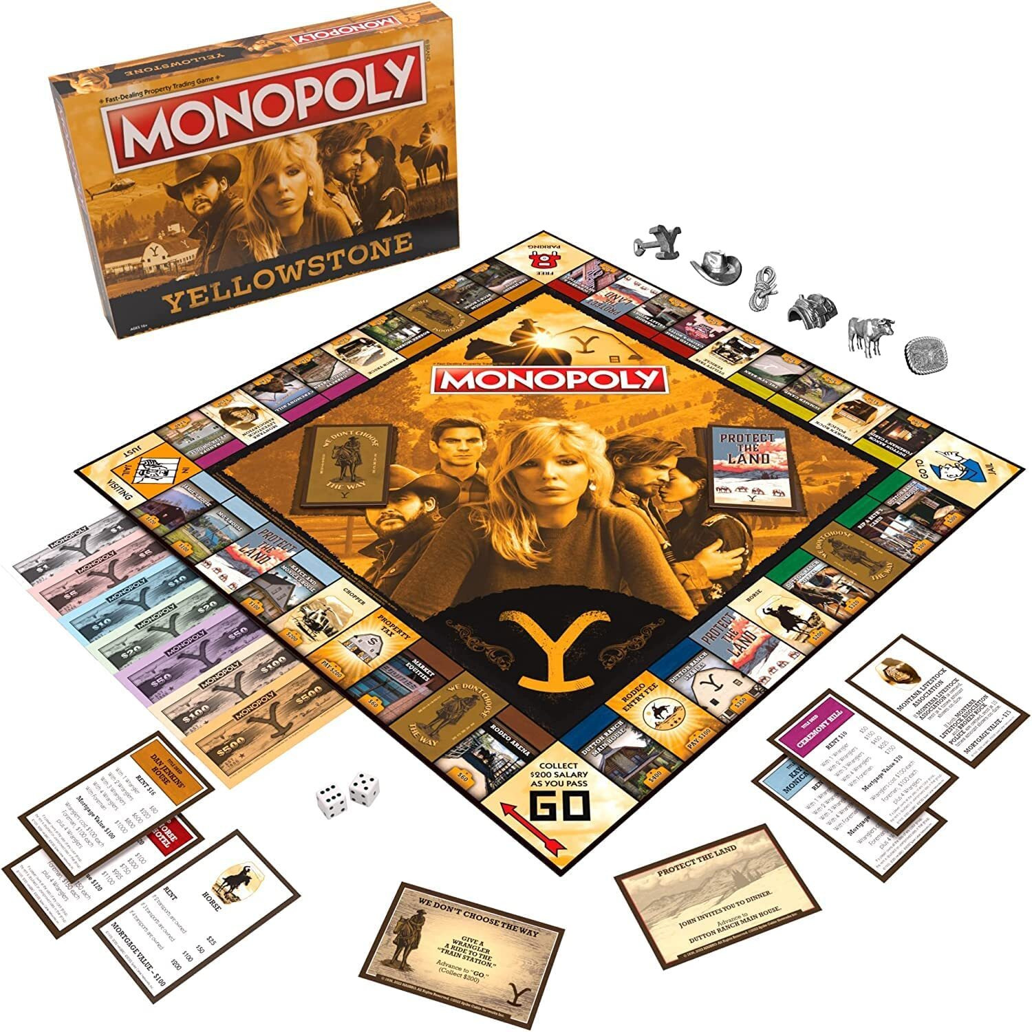Monopoly Yellowstone  Buy Sell Trade Spaces Featuring Locations From The Paramount Network Show  Collectible Classic Monopoly Game  Officially-Licensed Yellowstone Game & Merchandise