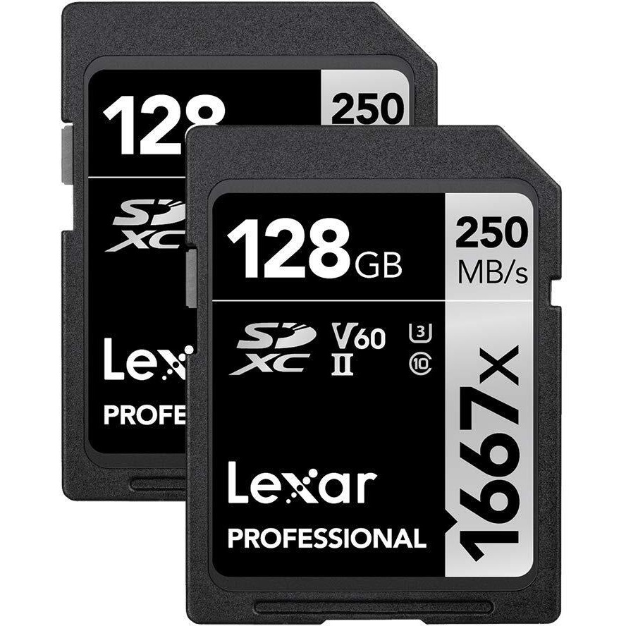 Lexar Professional 1667X 128Gb (2-Pack) Sdxc Uhs-Ii Cards Up To 250Mbs Read For Professional Photographer Videographer Enthusiast (Lsd128Cbna16672)