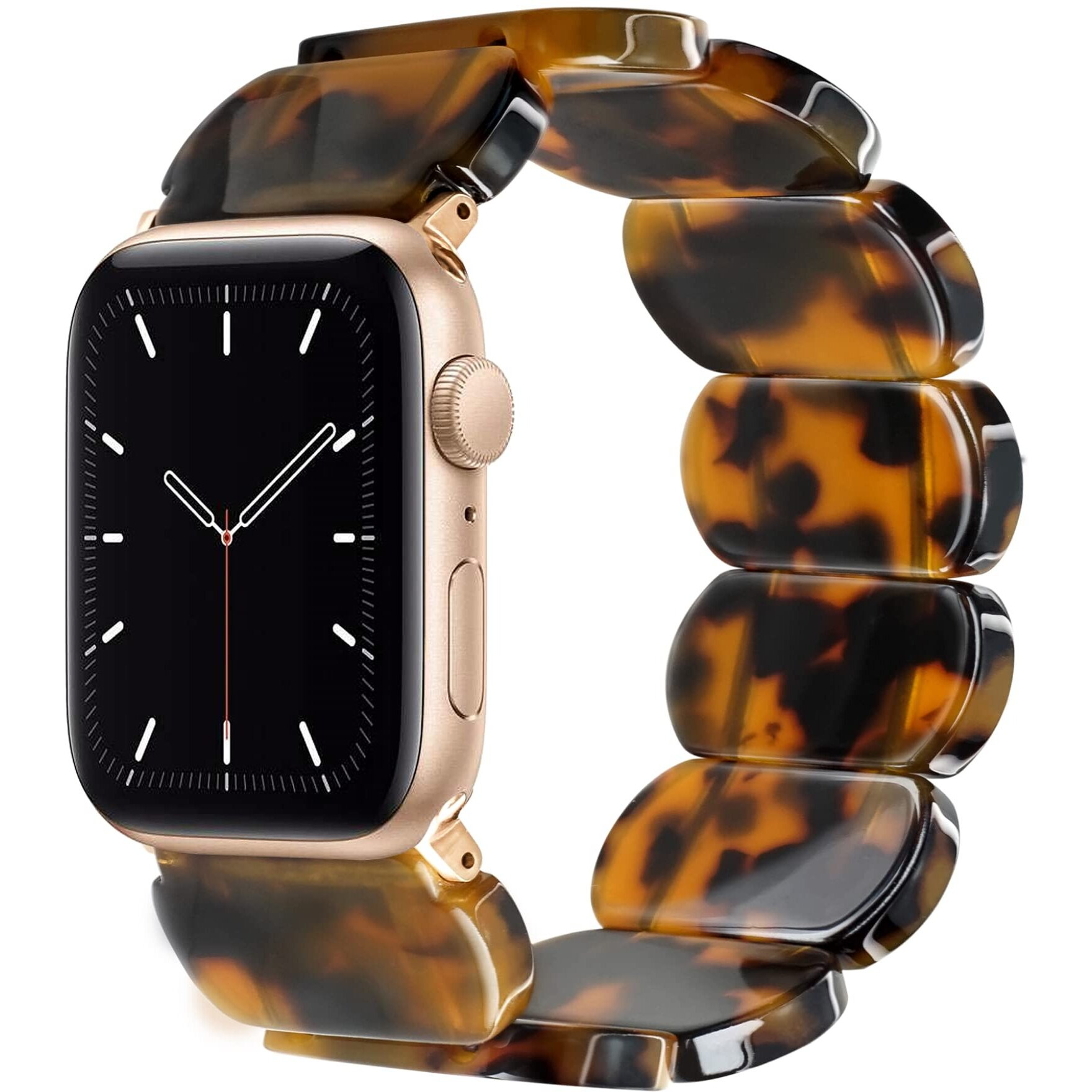 Heesch Tortoise Shell Watch Band For Apple 40Mm For Women Resin Stretchy Watch Strap Bracelet For Apple Watch Series 7 Band For Iwatch Wristbands 38Mm