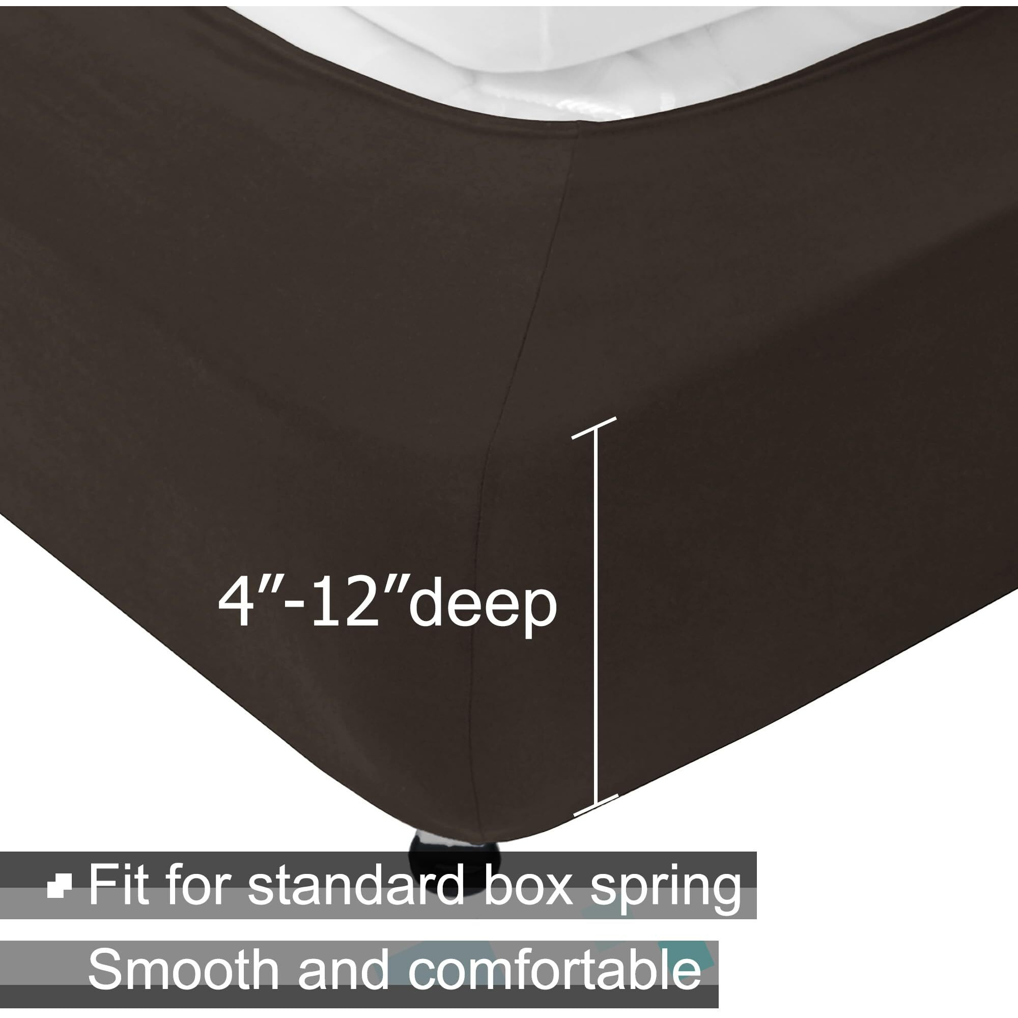 Box Spring Cover King/Cal King Size - Jersey Knit & Stretchy Wrap Around 4 Sides Bed Skirt For Hotel & Home  Brown