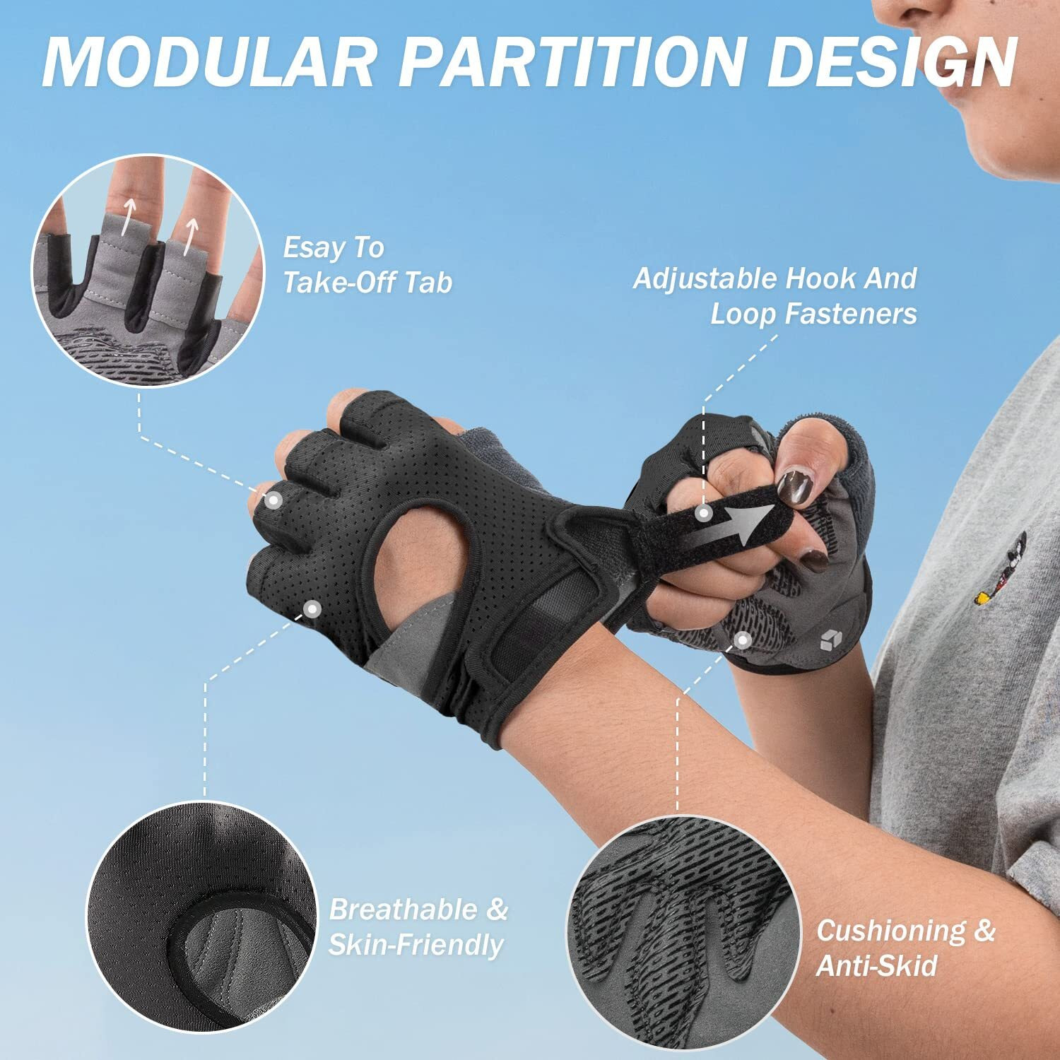 Lifect Freedom Workout Gloves  Knuckle Weight Lifting Shorty Fingerless Gloves With Curved Open Back  For Powerlifting  Gym  Women And Men(Black  Large)