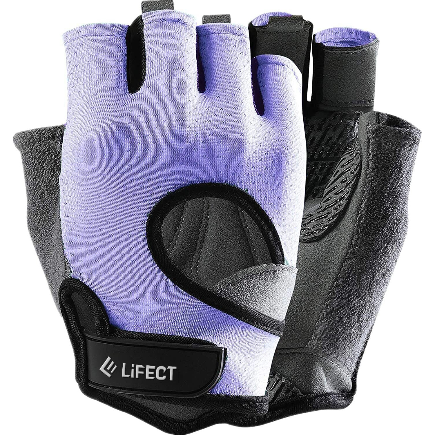 Lifect Freedom Workout Gloves  Knuckle Weight Lifting Shorty Fingerless Gloves With Curved Open Back  For Powerlifting  Gym  Women And Men (Purple  Medium)