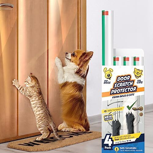 Panther Armor 4-Roll Door Protector From Dog & Cats Scratching - Anti Scratch Door Guards - Cat Scratch Door Frame Protector - Clear - 40&quot&quot X 8.2&quot&quot