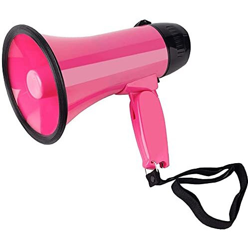 Mymealivos Portable Megaphone Bullhorn 20 Watt Power Megaphone Speaker Voice And Siren/Alarm Modes With Volume Control And Strap (Deeppink)