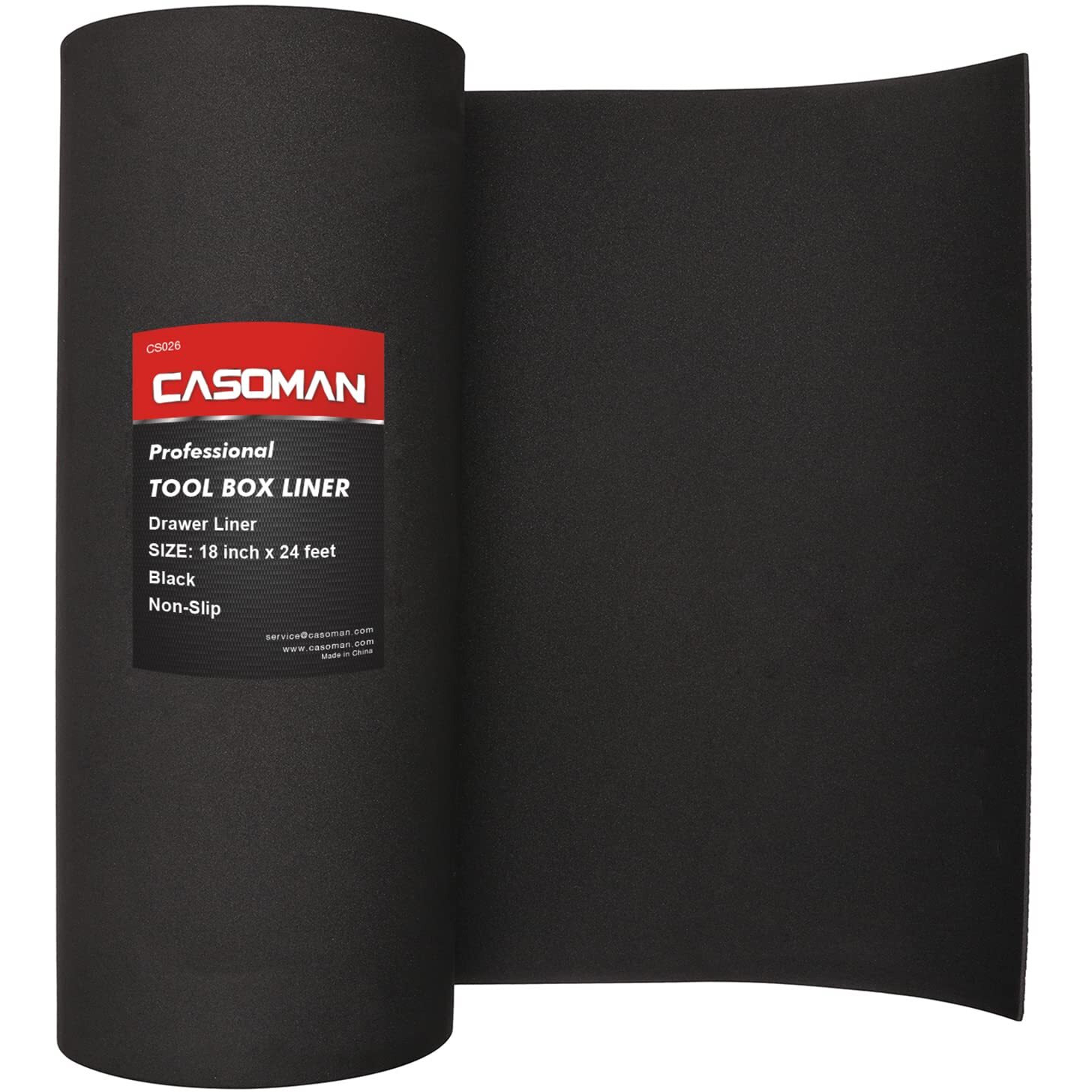 Casoman Professional Tool Box Liner  Drawer Liner  Shelf Liner  18 Inch(Wide) X 24 Feet (Long)  Non-Slip  Black  3Mm Thickness (1/8"" Thickness)